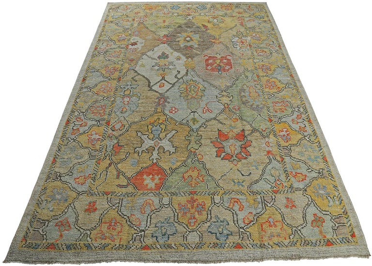Nazmiyal Collection Garden Design Modern Turkish Oushak Rug 6 Ft 10in X nazmiyal-collection-garden-design-modern-turkish-oushak-rug-6-ft-10in-x