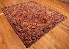 Nazmiyal Collection Geometric Anchor Medallion Heriz Serapi Rug 8 ft x 9 ft 2 in