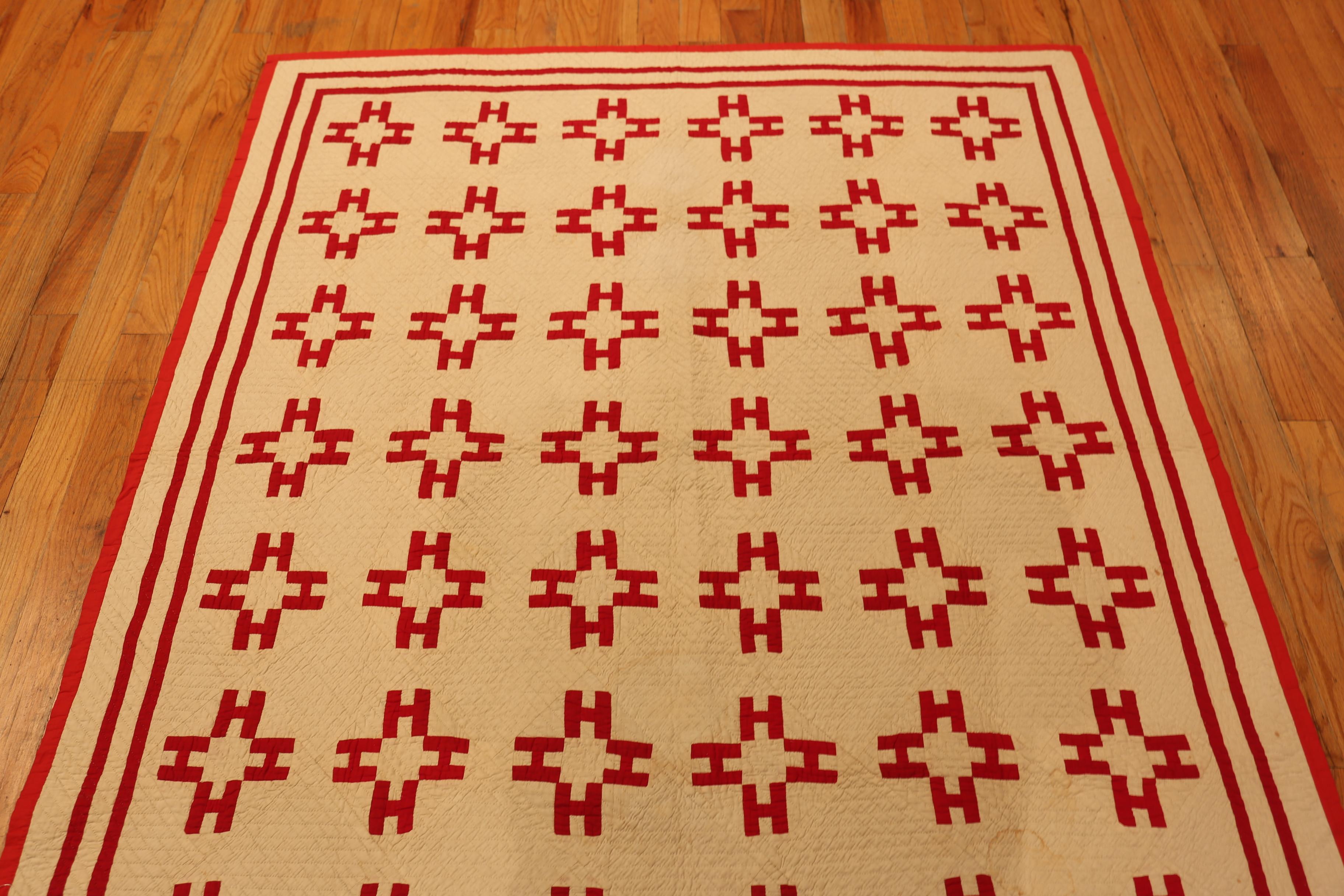 Hand-Knotted Nazmiyal Collection Geometric Antique American Quilt 5 ft 4 in x 6 ft 2 in For Sale