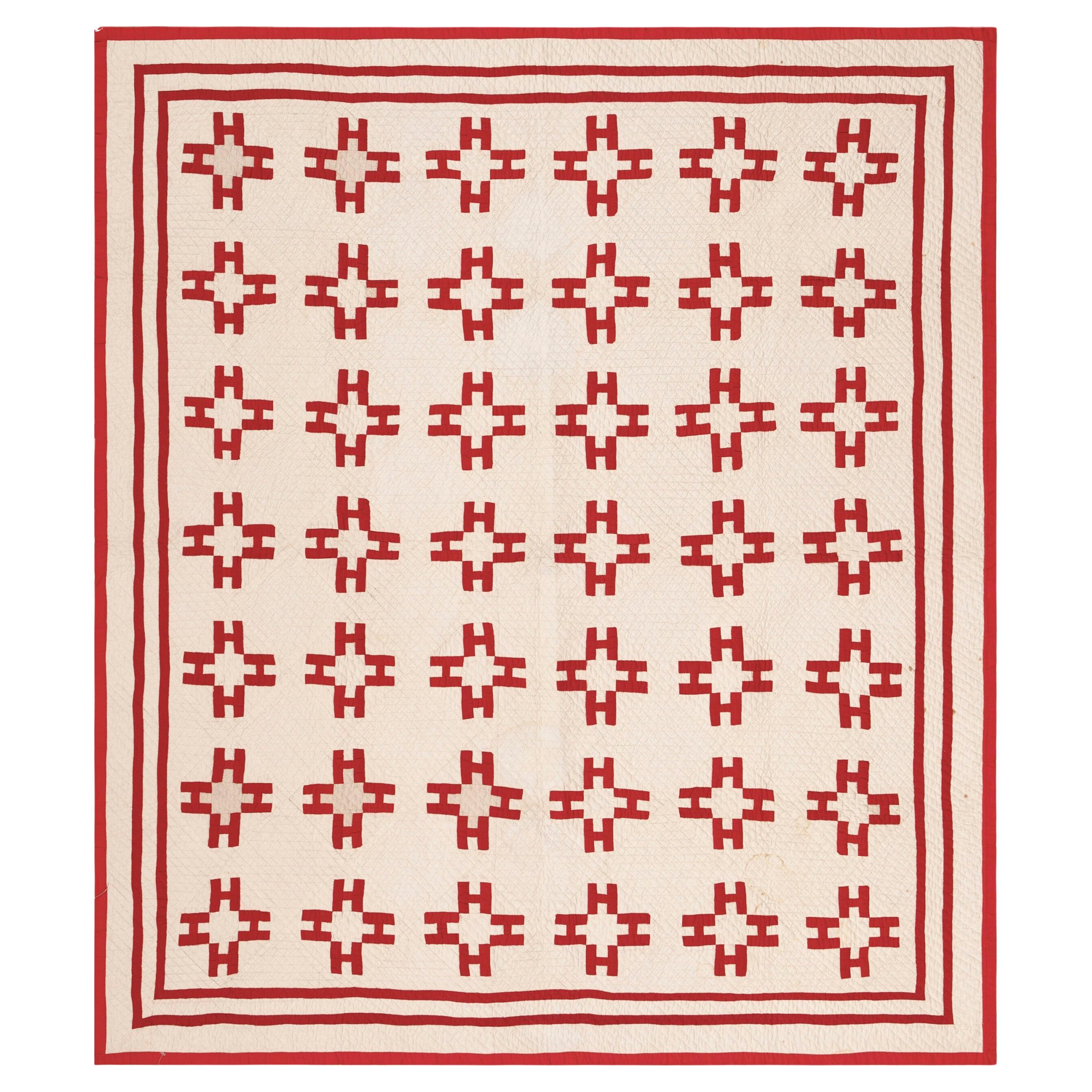 Nazmiyal Collection Geometric Antique American Quilt 5 ft 4 in x 6 ft 2 in