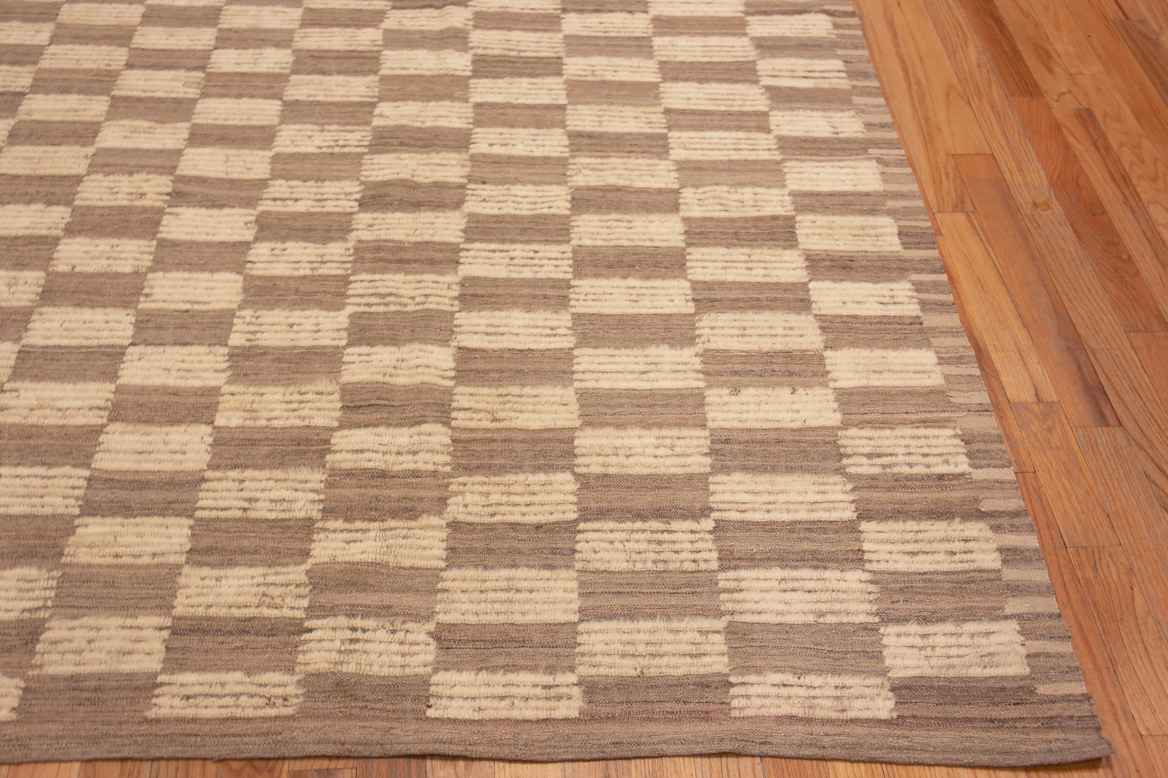 Hand-Knotted Nazmiyal Collection Geometric Checkerboard Pattern Modern Area Rug 10'5