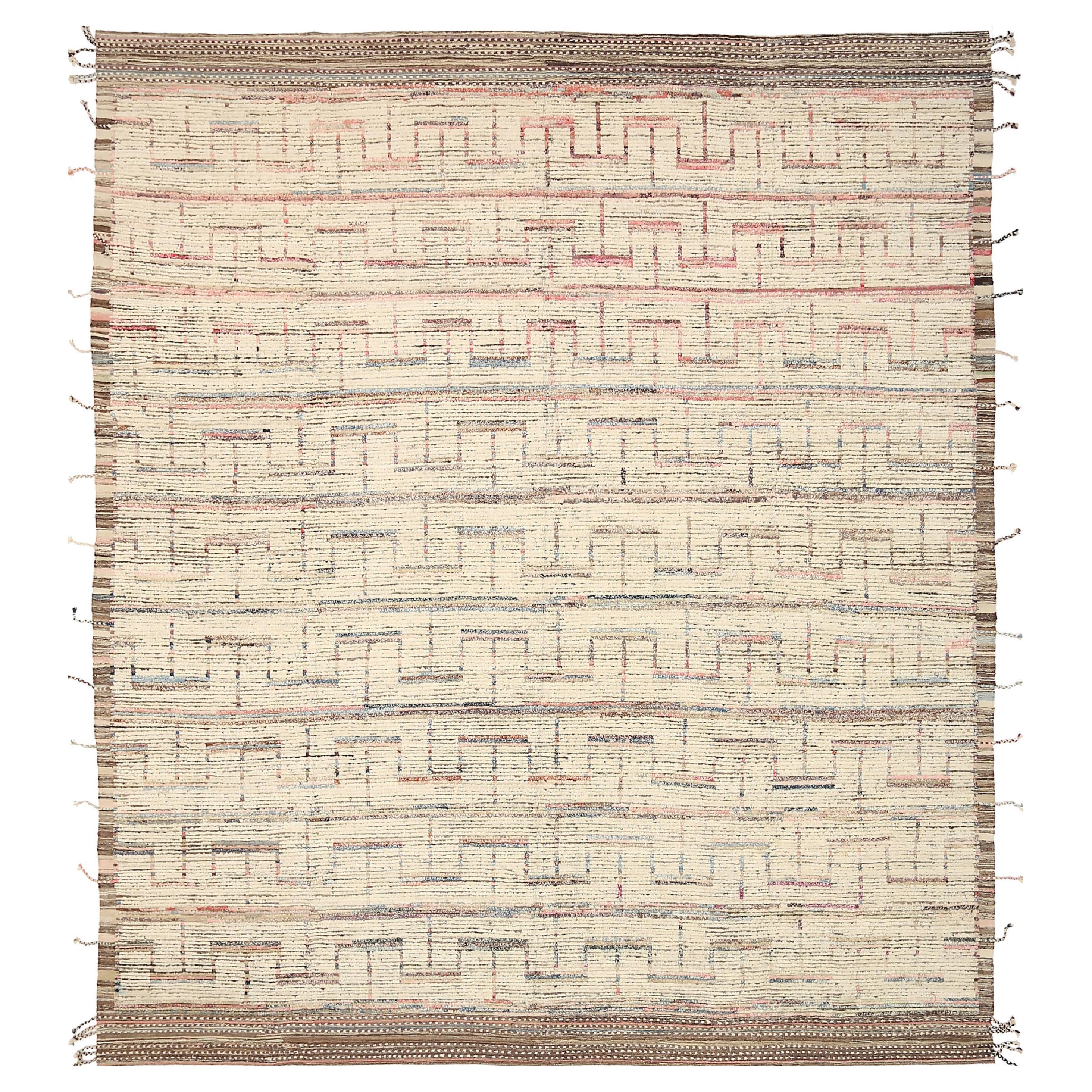 Nazmiyal Collection Geometric Modern Distressed Rug. 12 ft 10 in x 14 ft 7 in
