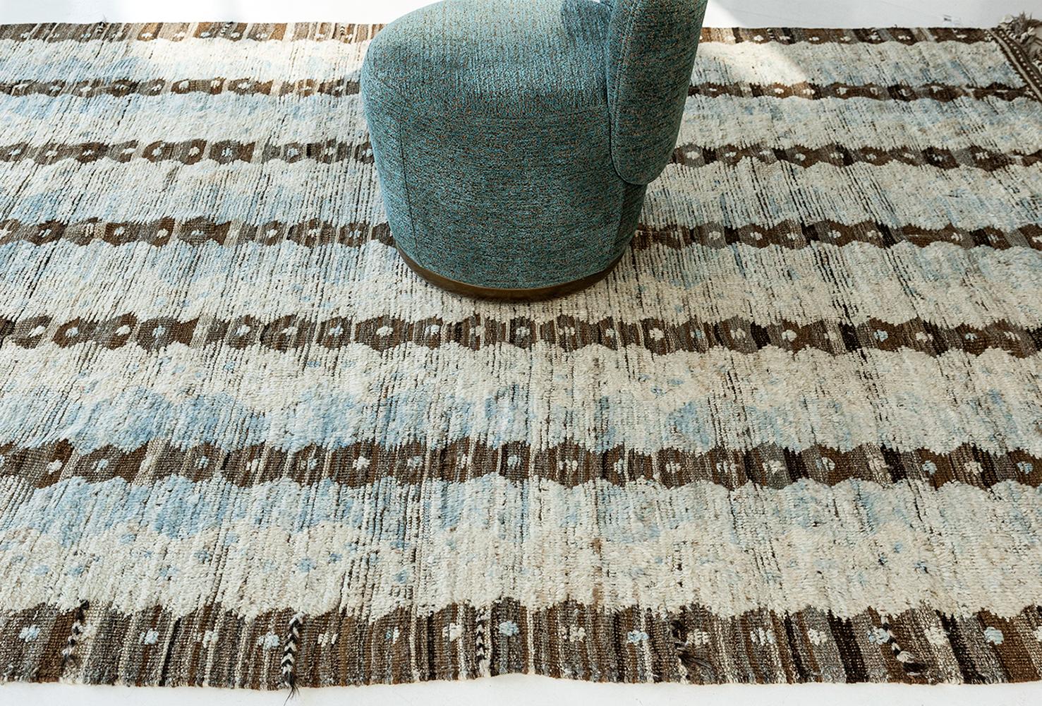 Hand-Knotted Nazmiyal Collection Geometric Modern Distressed Rug  7 ft 7 in x 9 ft 8 in