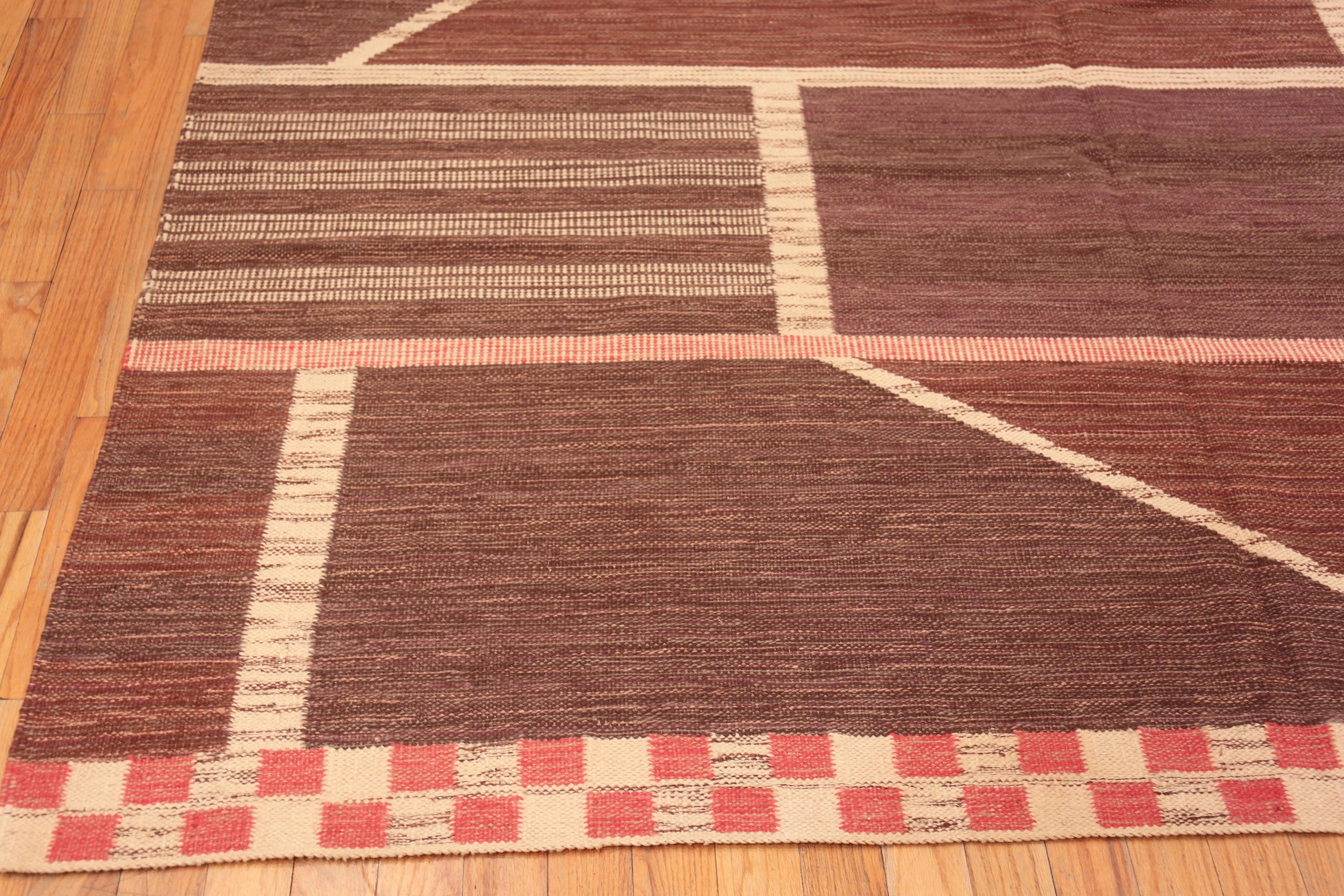Elegant Geometric Modern Swedish Design Flatwoven Area Rug, Country of origin: Central Asian Rugs, Circa date: Modern rugs

