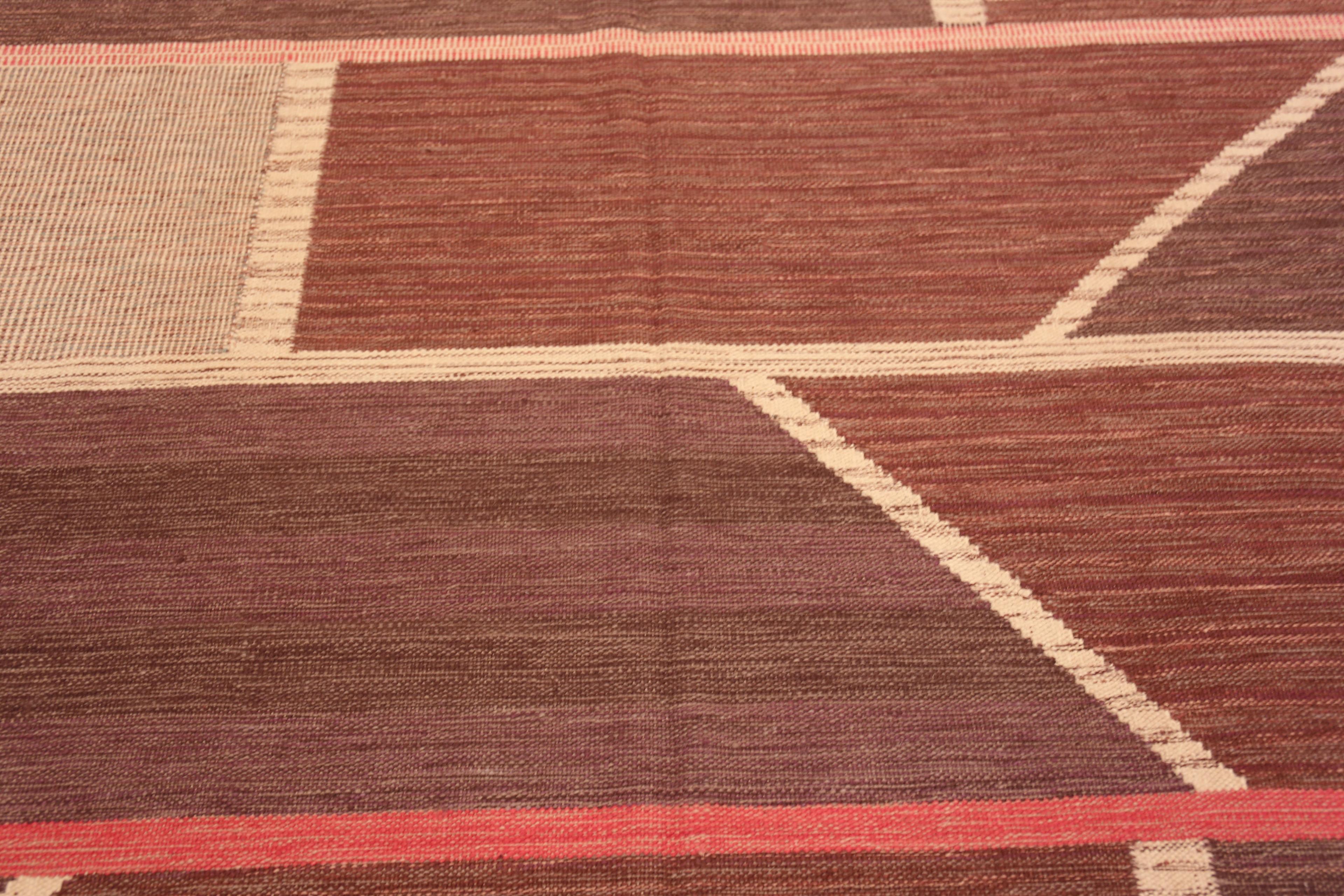 Indien Collection Nazmiyal, tapis suédois moderne et géométrique tissé à plat 8'11