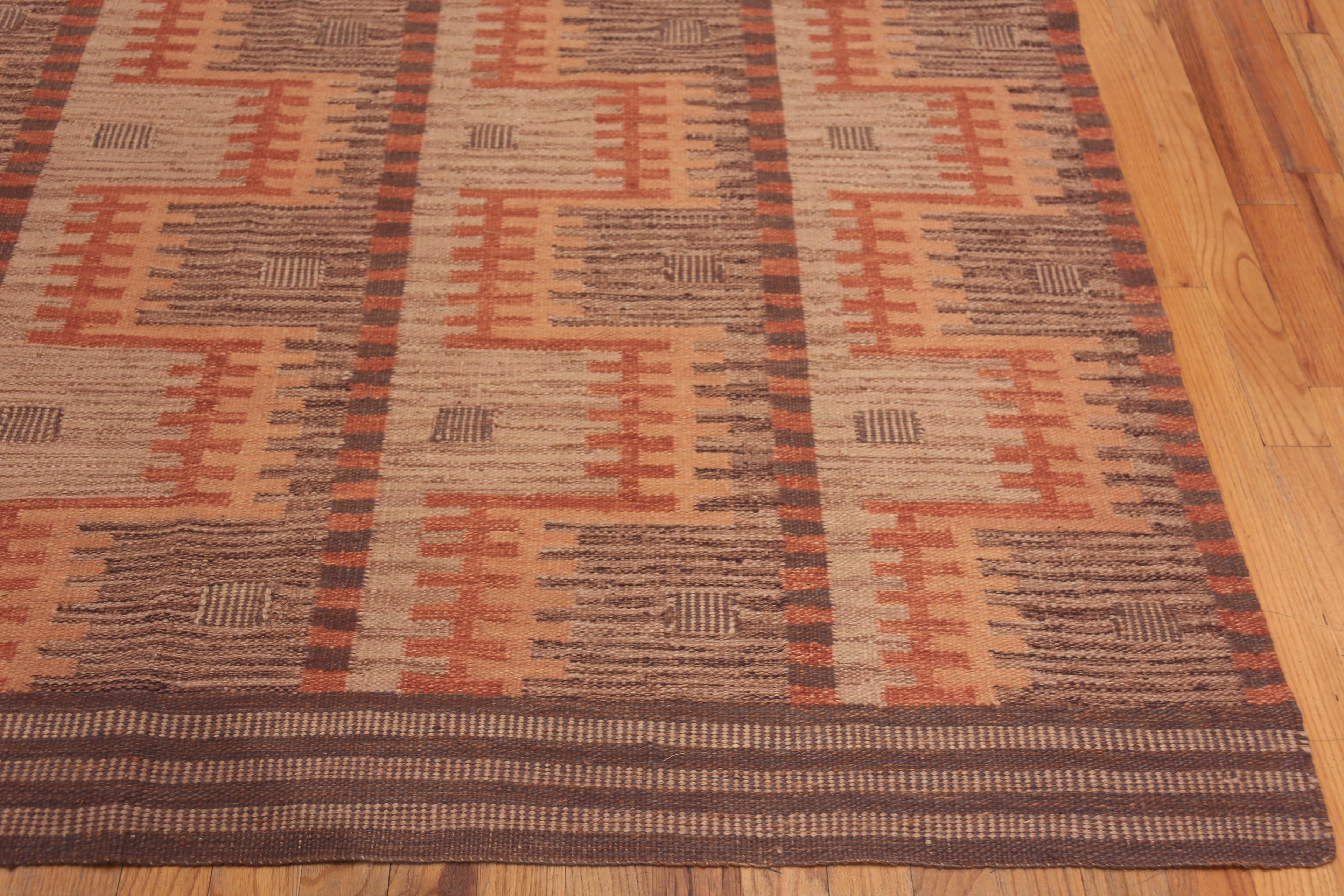Centrasiatique Collection Nazmiyal, tapis Kilim suédois moderne et géométrique tissé à plat 8'2