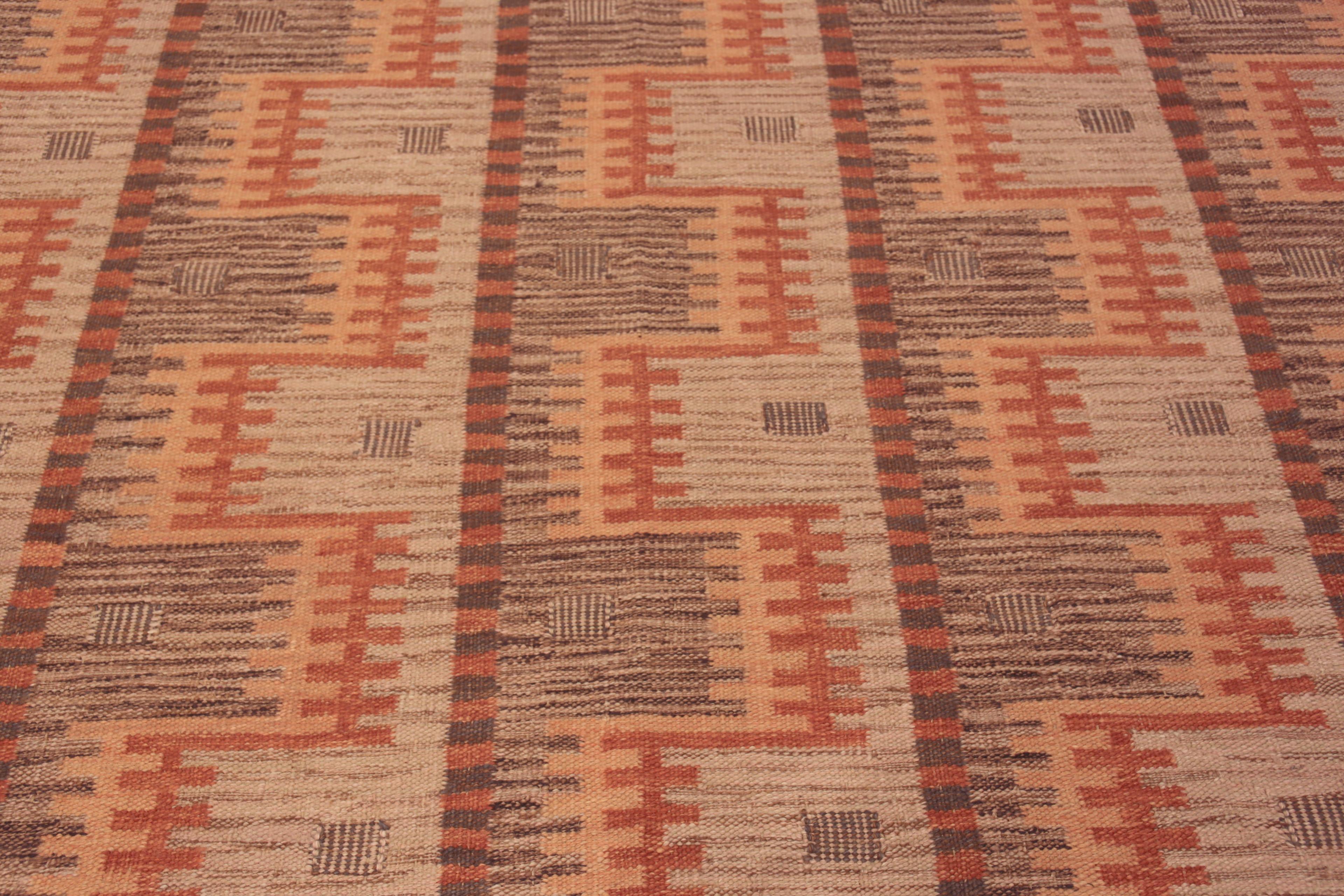 Tissé à la main Collection Nazmiyal, tapis Kilim suédois moderne et géométrique tissé à plat 8'2