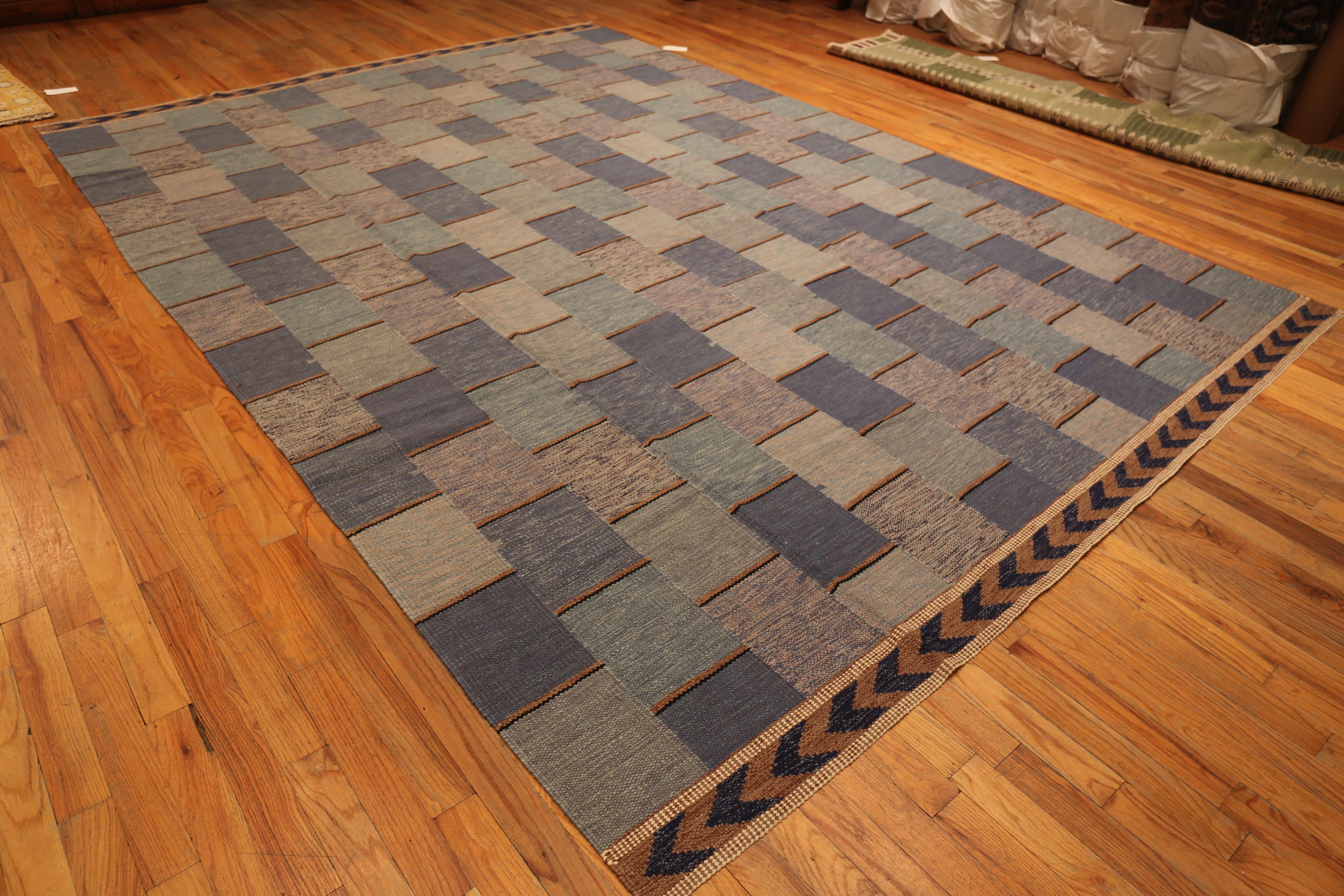 Tappeto Kilim svedese moderno e geometrico, Paese d'origine: Asia centrale, Data di realizzazione: Moderno