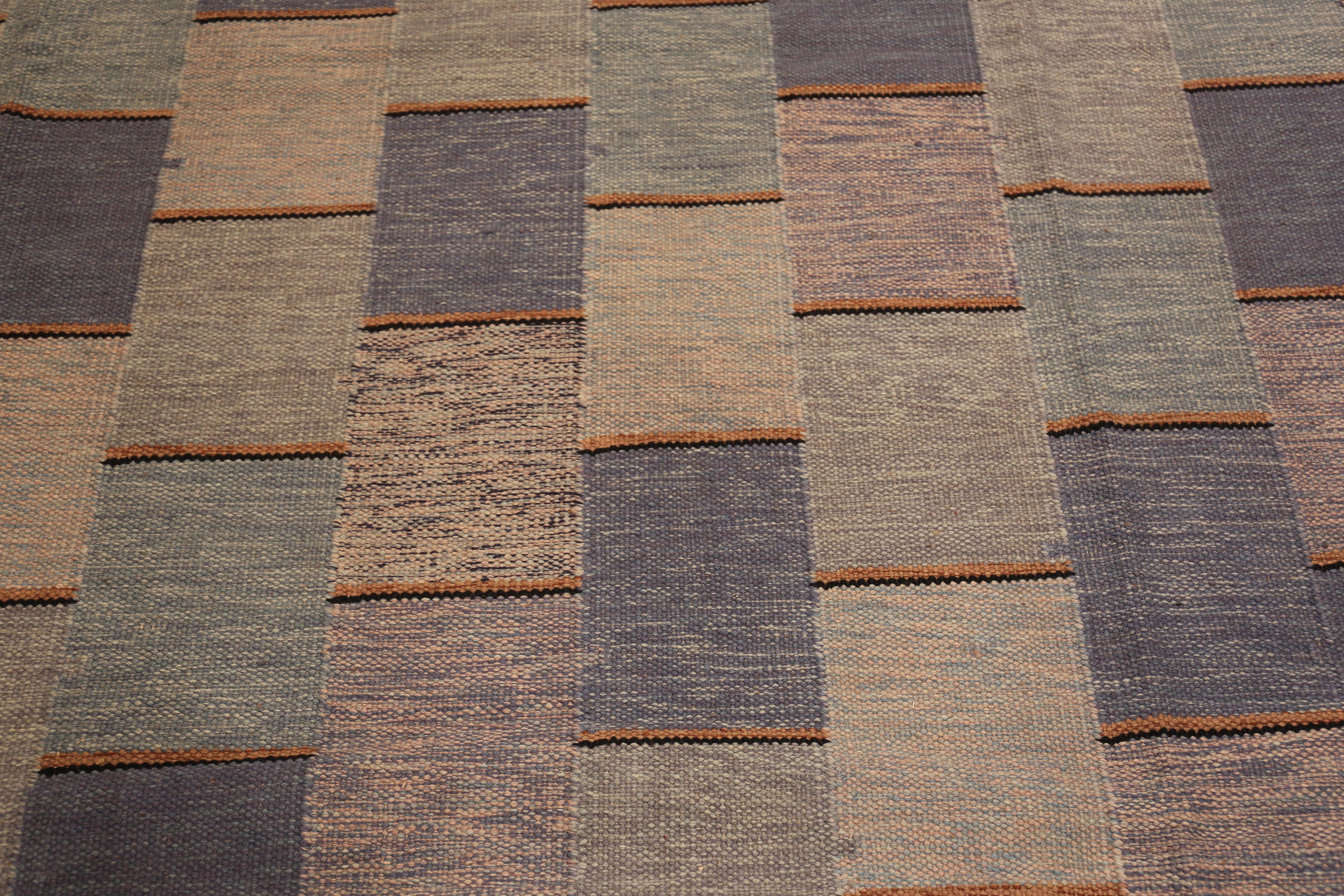 Annodato a mano Nazmiyal Collection Rug Geometrico Moderno Svedese Kilim 10 ft 1 in x 14 ft 2 in in vendita