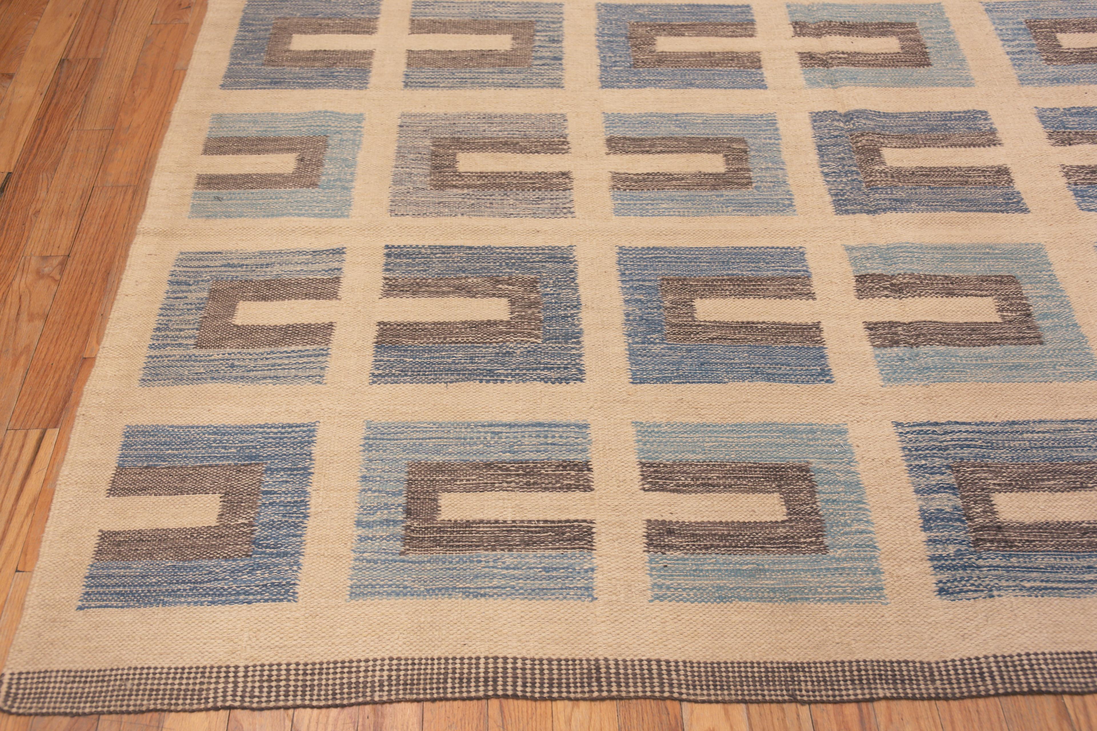 Beautiful Geometric Modern Swedish Style Kilim Rug, Country of origin: Central Asian Rugs, Circa date: Modern rugs