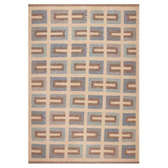 Collection Nazmiyal, tapis Kilim de style suédois moderne et géométrique 8'10" x 12'