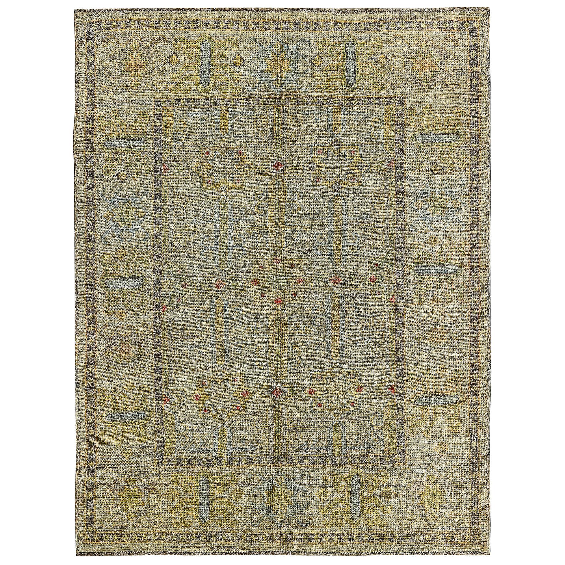 Nazmiyal Collection Geometric Modern Turkish Oushak Rug 5 ft 2 in x 6 ft 8 in