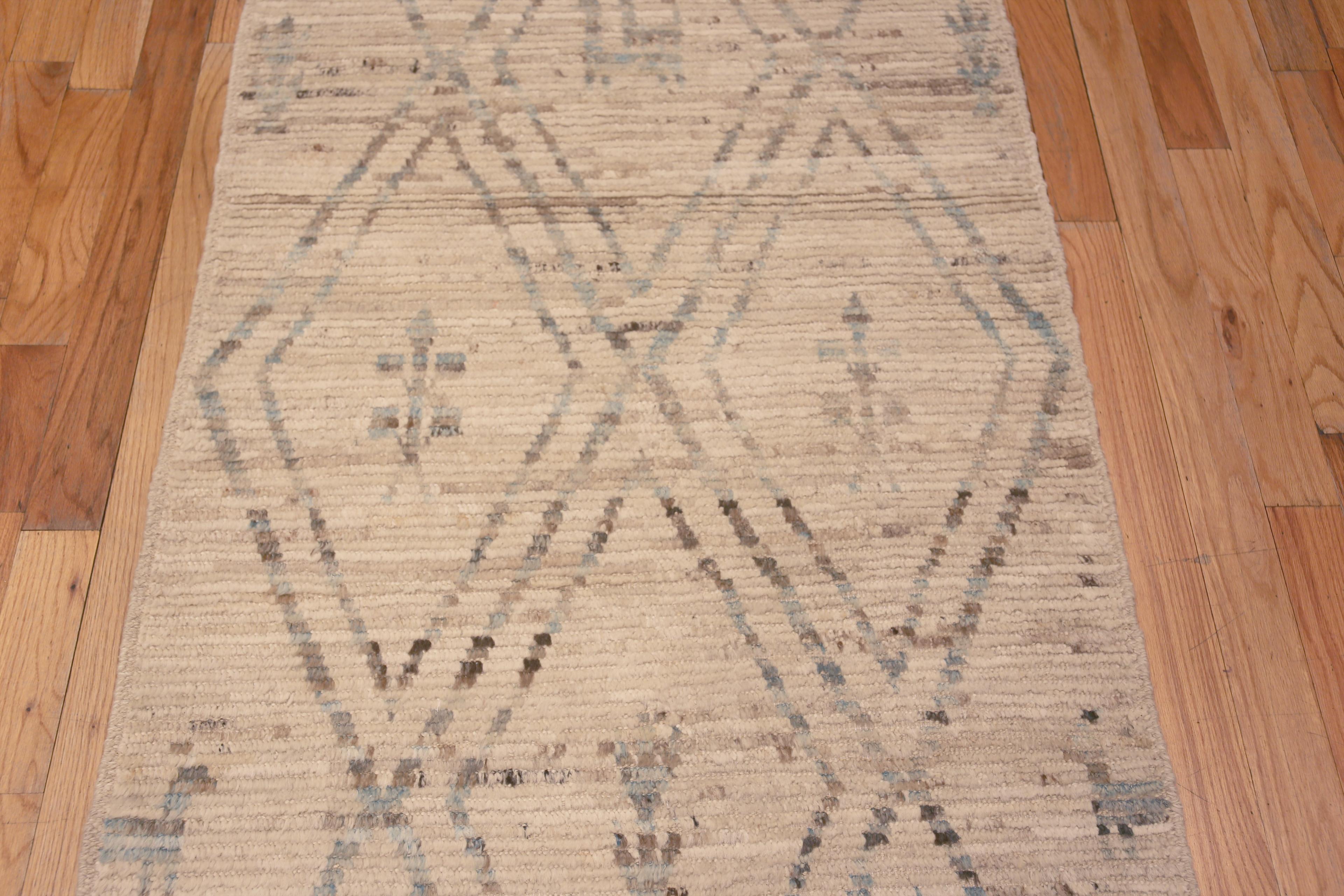 Hand-Knotted Nazmiyal Collection Geometric Primitive Motif Modern Runner Rug 3'5