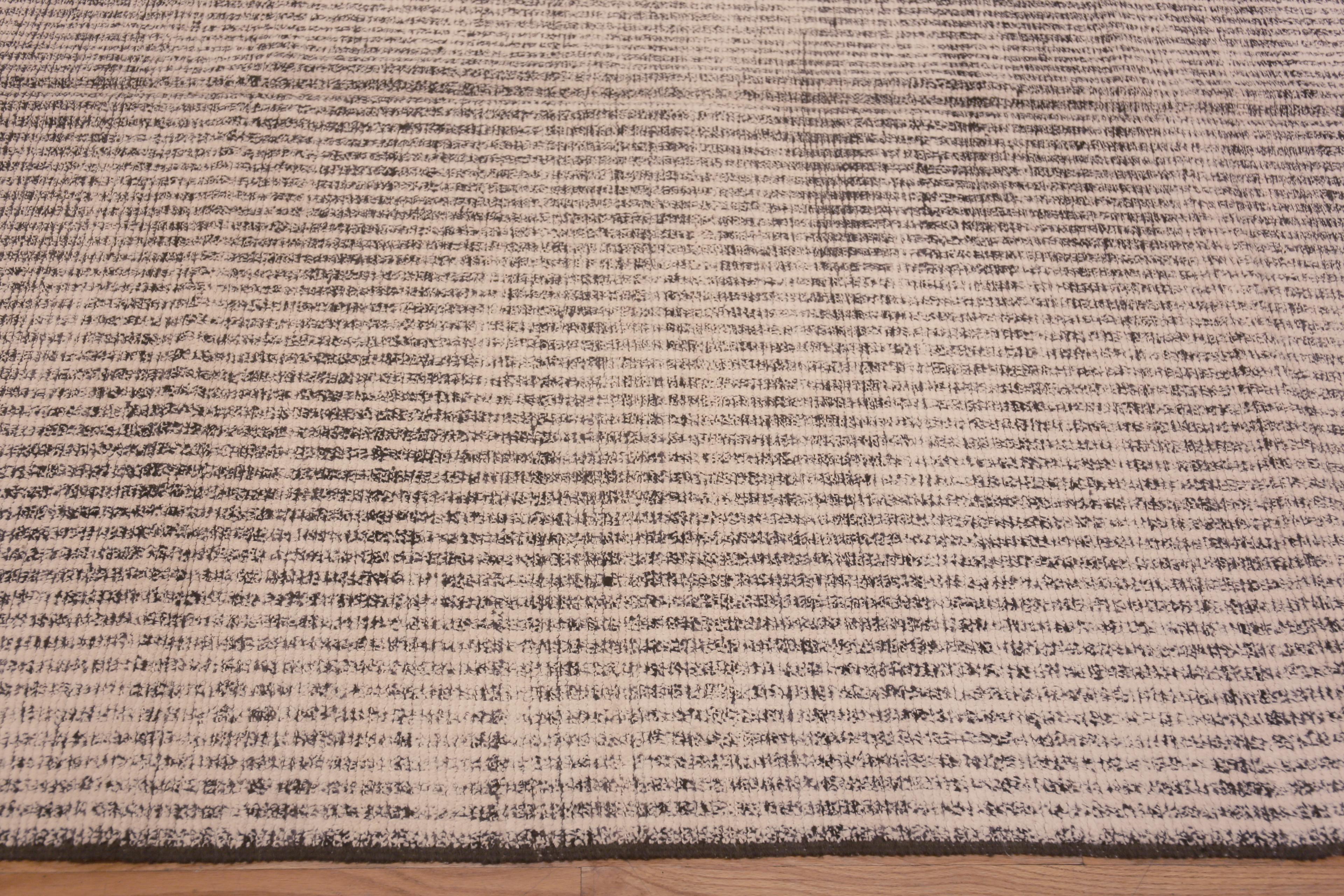 Annodato a mano Nazmiyal Collection Tappeto moderno con design a strisce geometriche 9'9