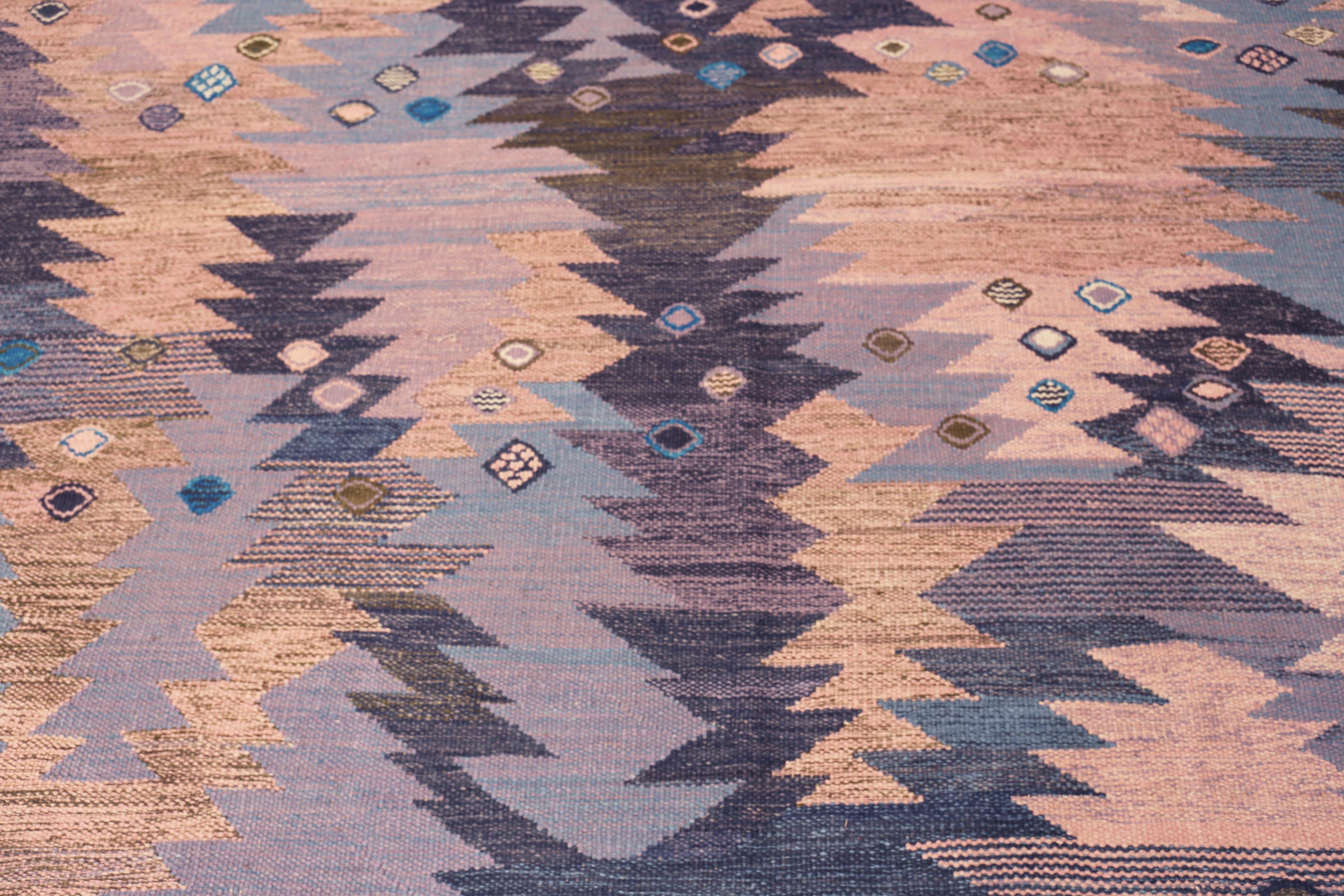 Centroasiatico Nazmiyal Collection Tappeto Kilim moderno svedese geometrico 8 ft 5 in x 10 ft 6 in in vendita