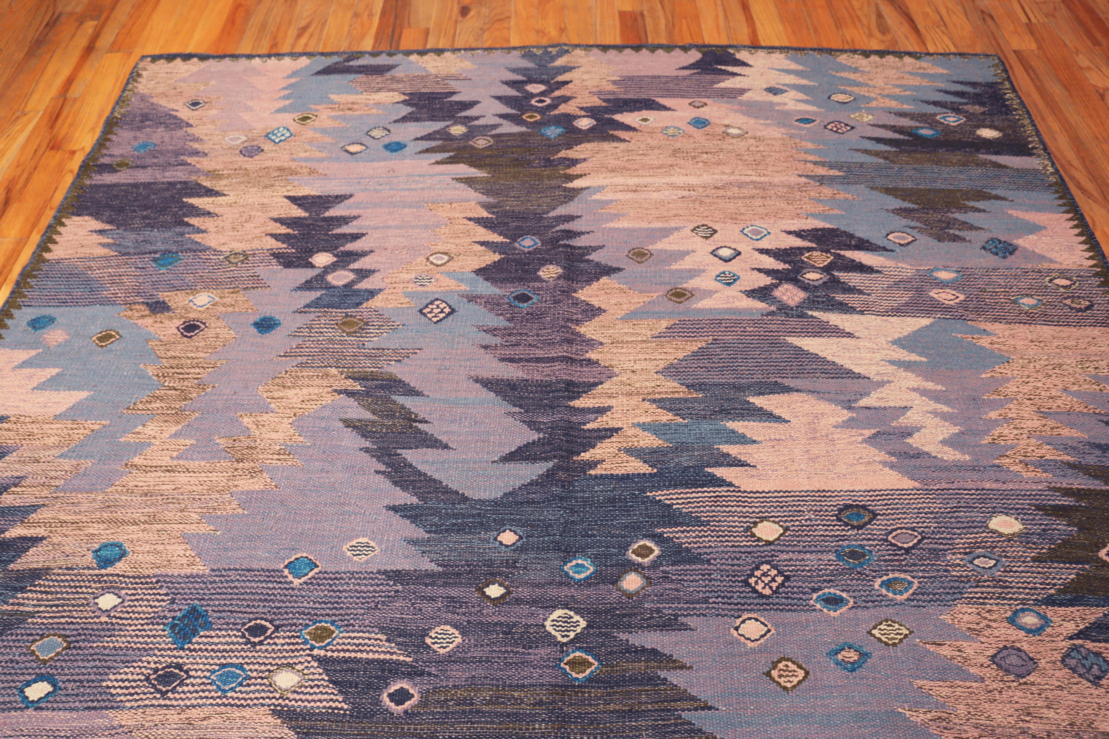 Annodato a mano Nazmiyal Collection Tappeto Kilim moderno svedese geometrico 8 ft 5 in x 10 ft 6 in in vendita