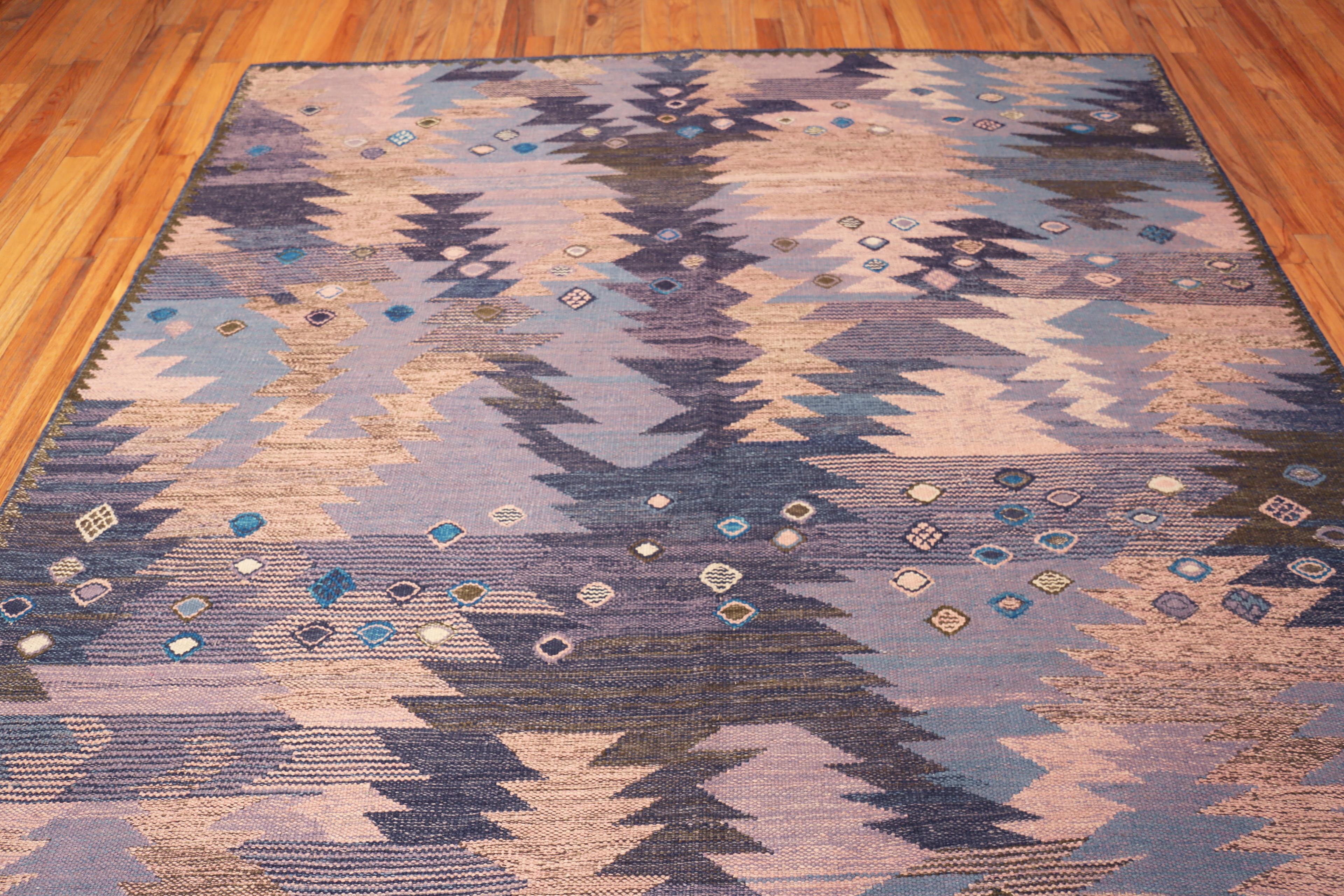 XX secolo Nazmiyal Collection Tappeto Kilim moderno svedese geometrico 8 ft 5 in x 10 ft 6 in in vendita