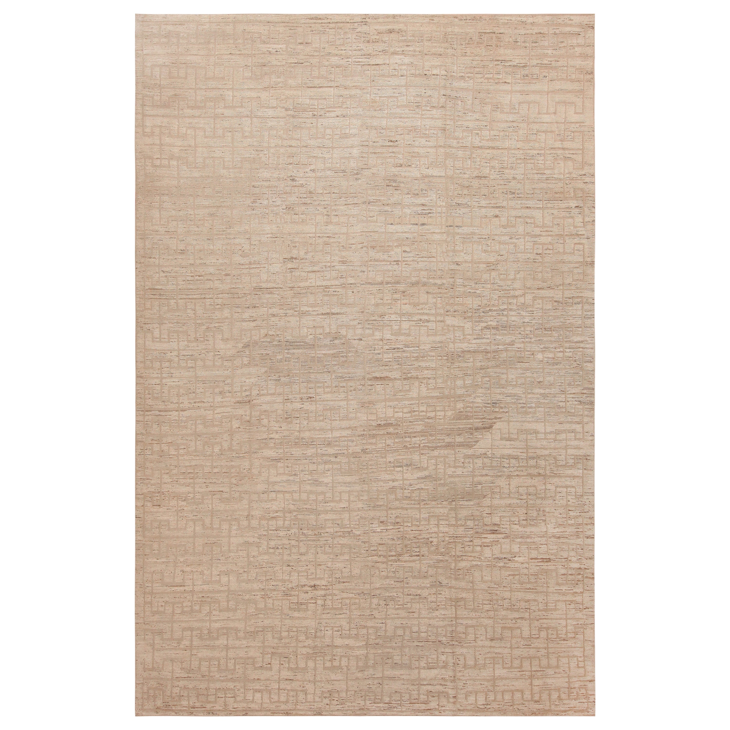 Tapis moderne texturé géométrique de la collection Nazmiyal, 9 pieds 7 po. x 14 pieds 7 po.