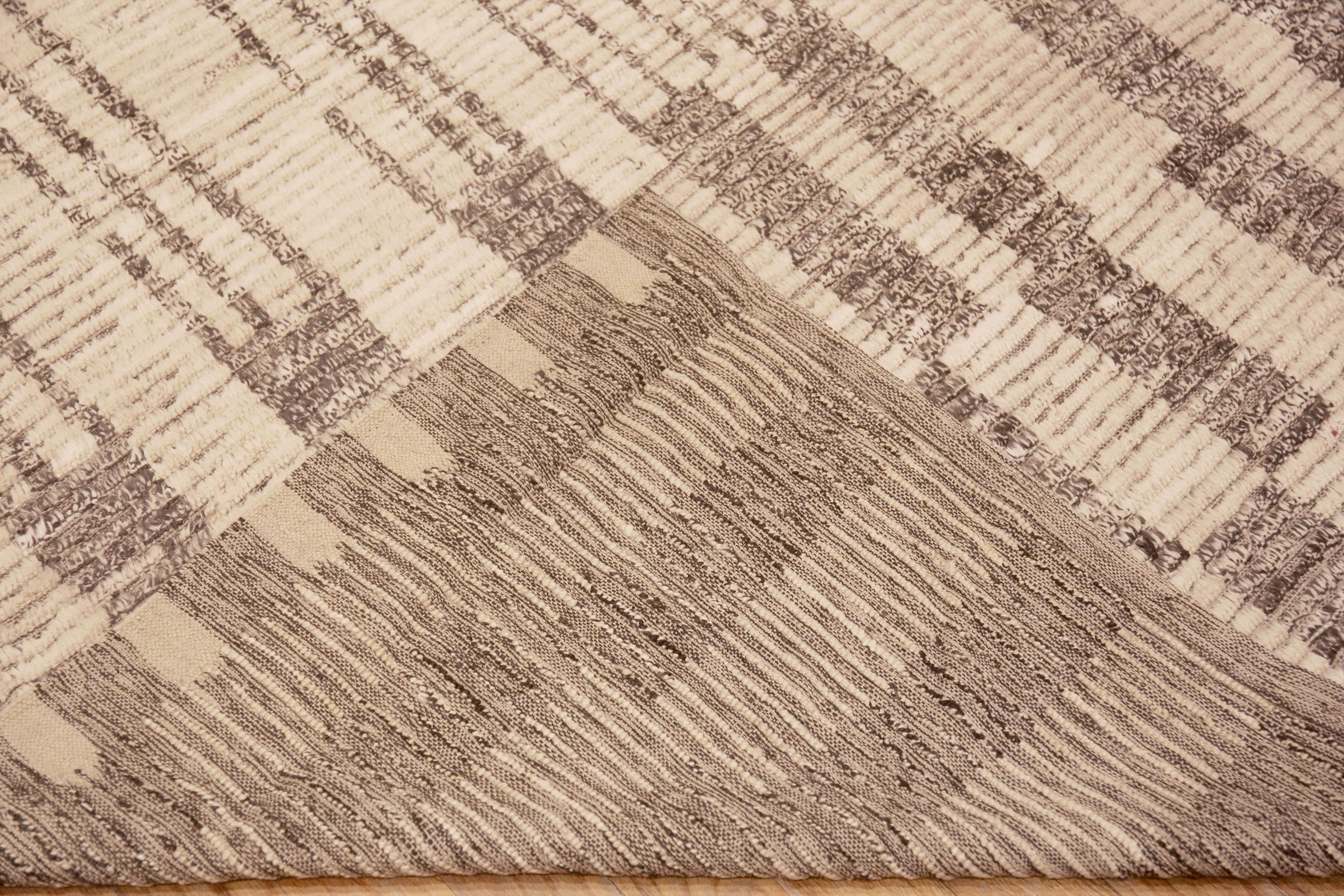 Wool Nazmiyal Collection Gray Tribal Geometric Design Modern Area Rug 10'5