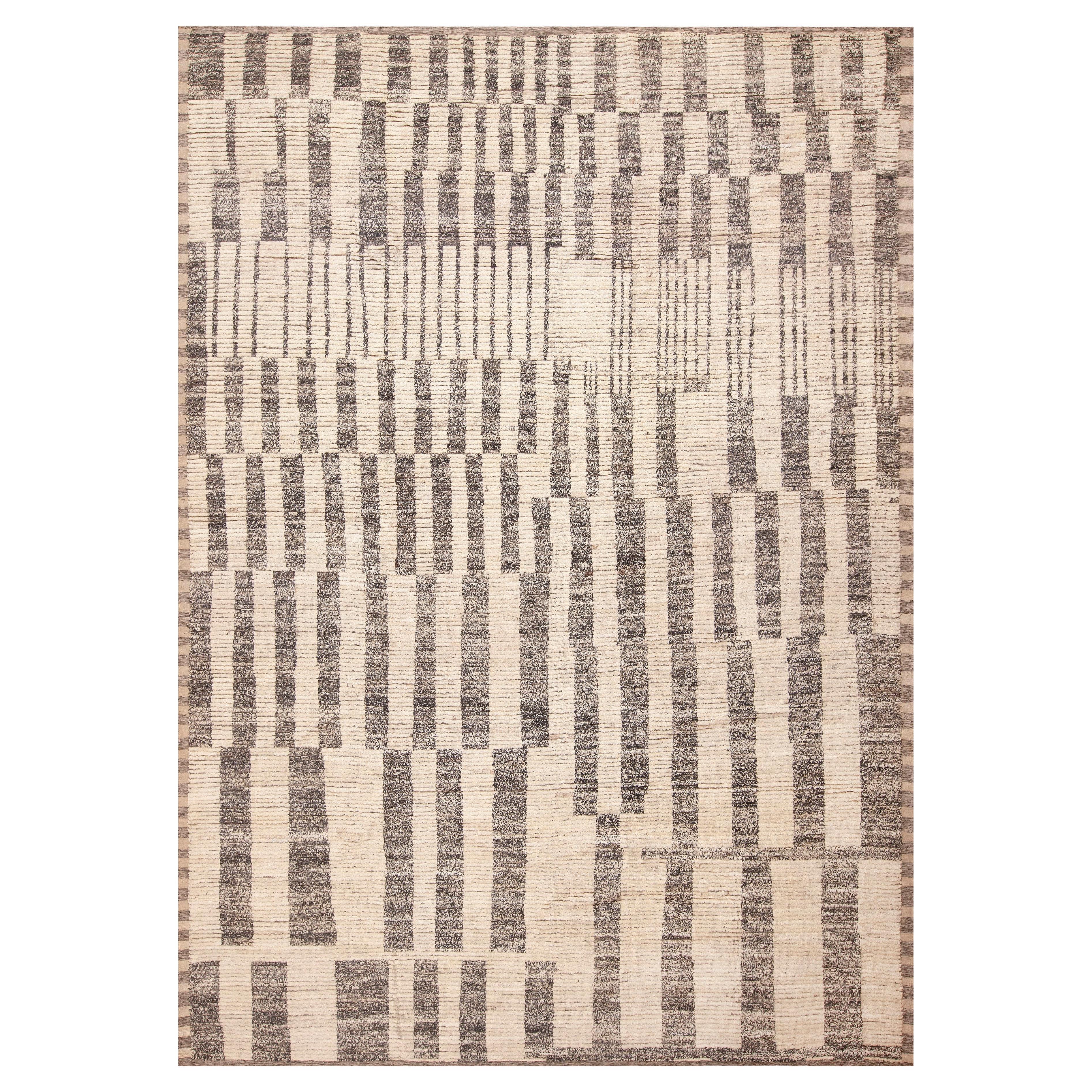 Collection Nazmiyal, motif tribal géométrique gris, tapis moderne de 10'5" x 14'5"