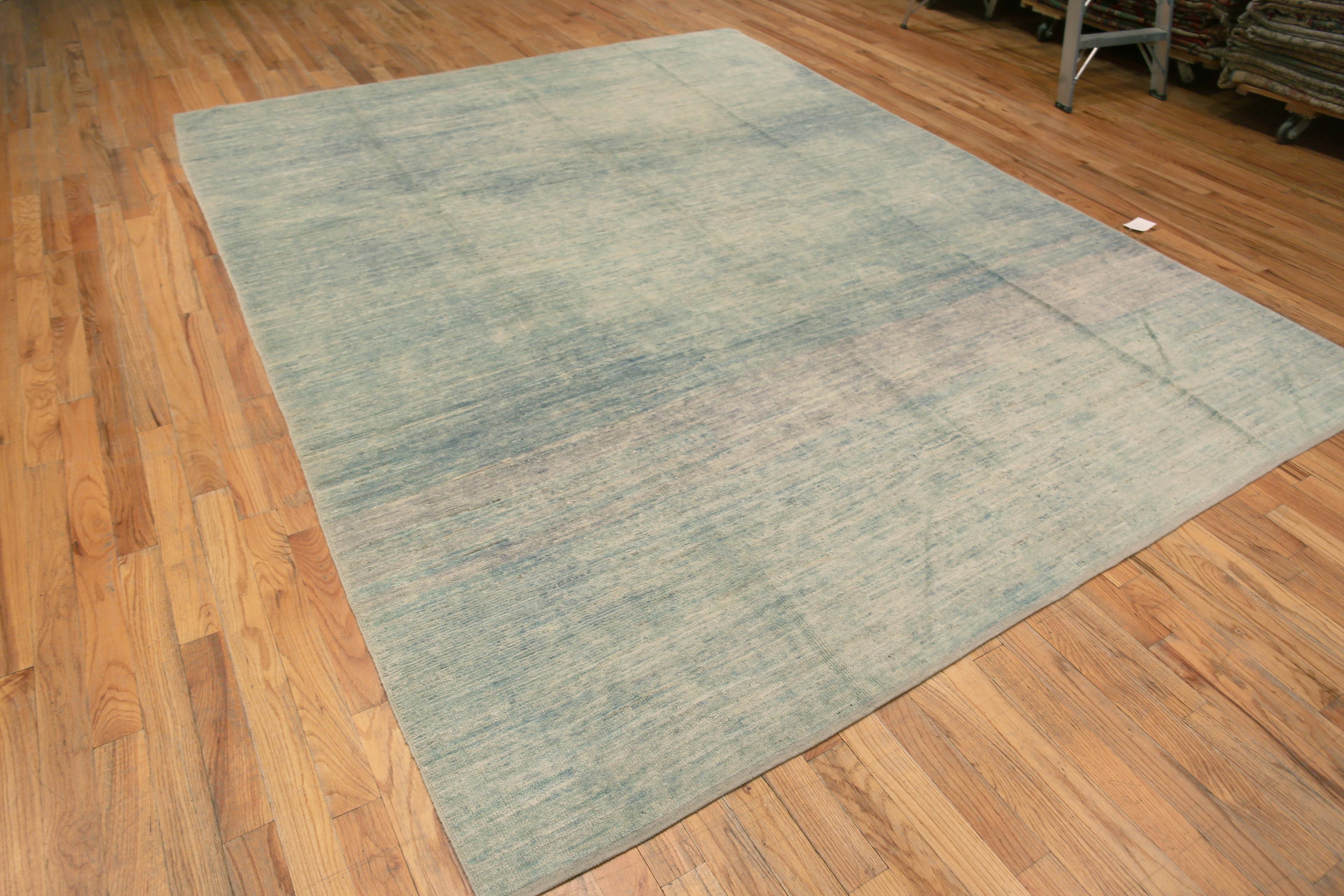 A Wonderfully Calming Blue Green Seafoam Color Artistic Abstract Design Modern Room Size Rug, Country of Origin: Central Asia, Circa Date: Modern Rug 