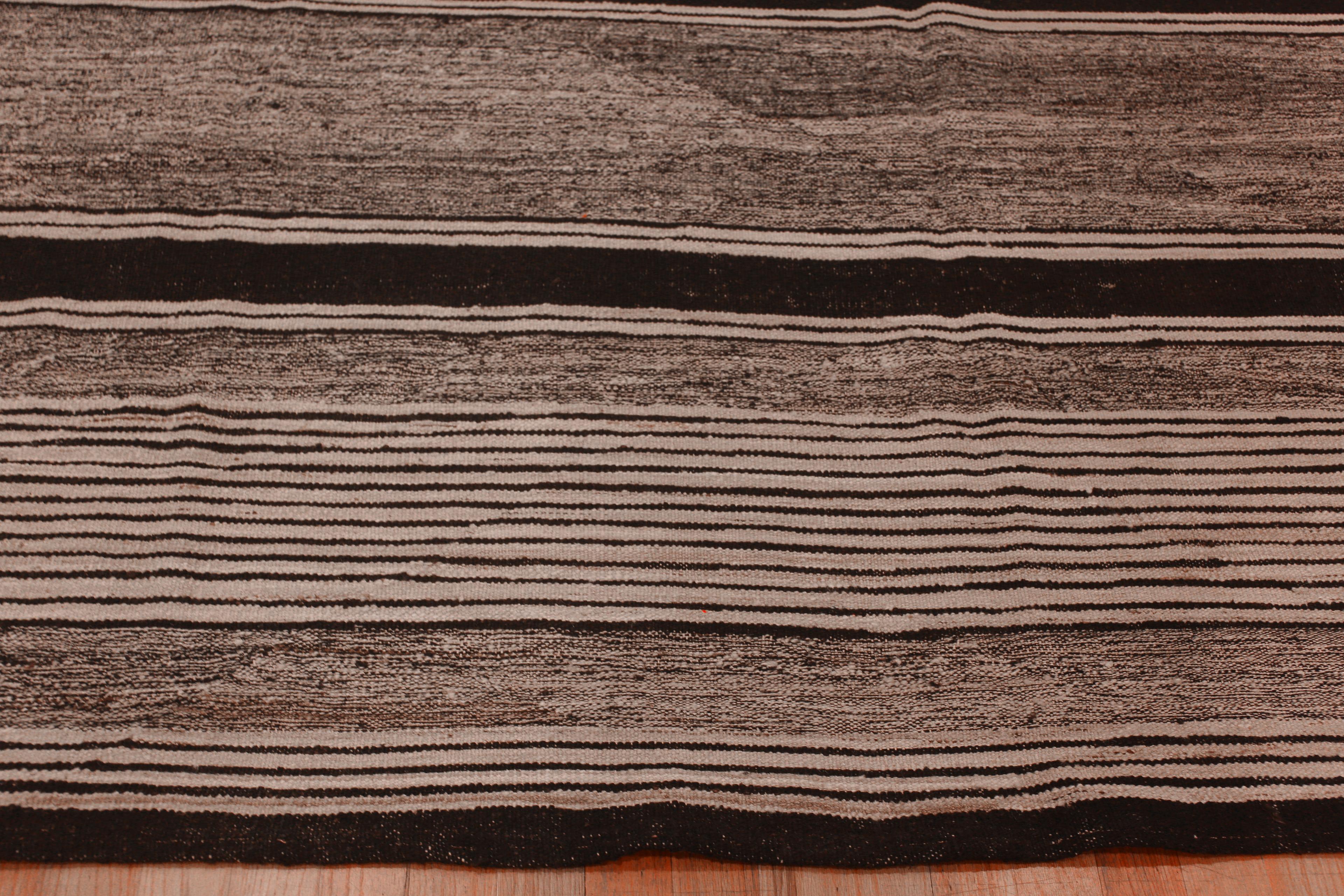 Wool Nazmiyal Collection Grey Black Modern Flatweave Kilim Rug 9'8