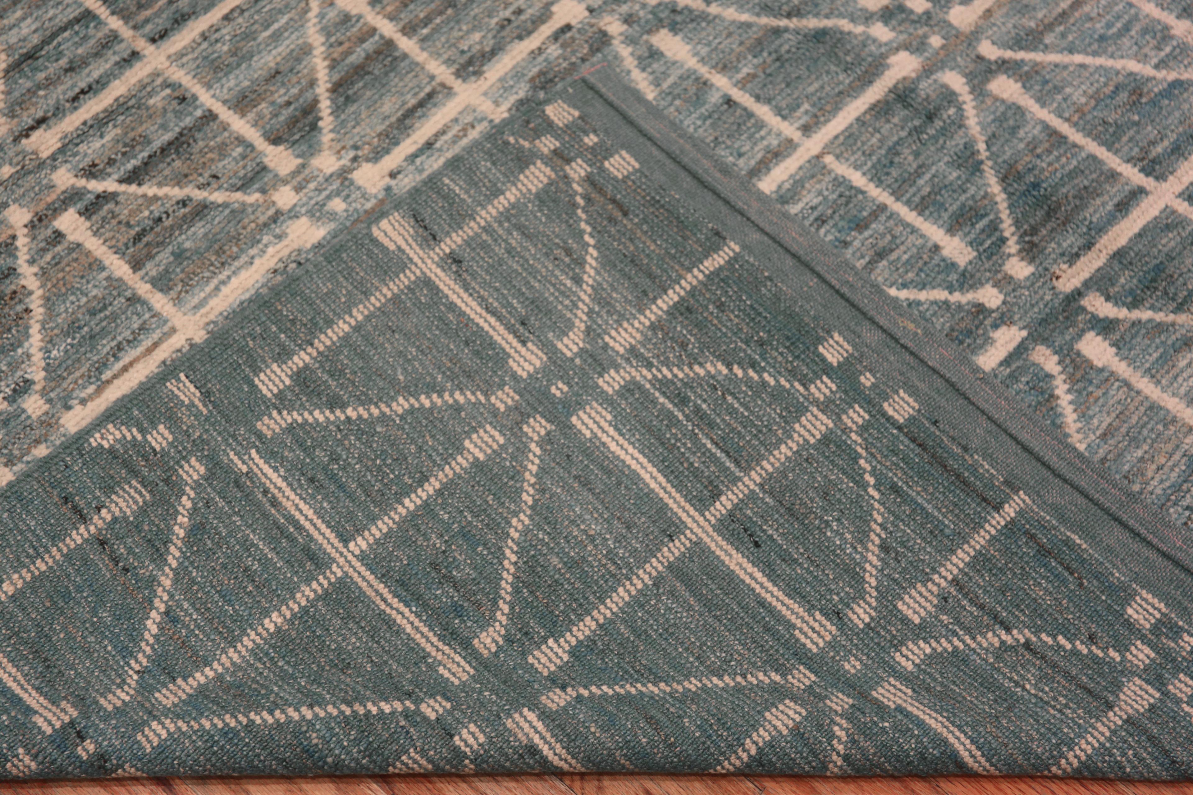 Collection Nazmiyal - Tapis moderne de couleur grise et bleue sur toute la surface 9'5