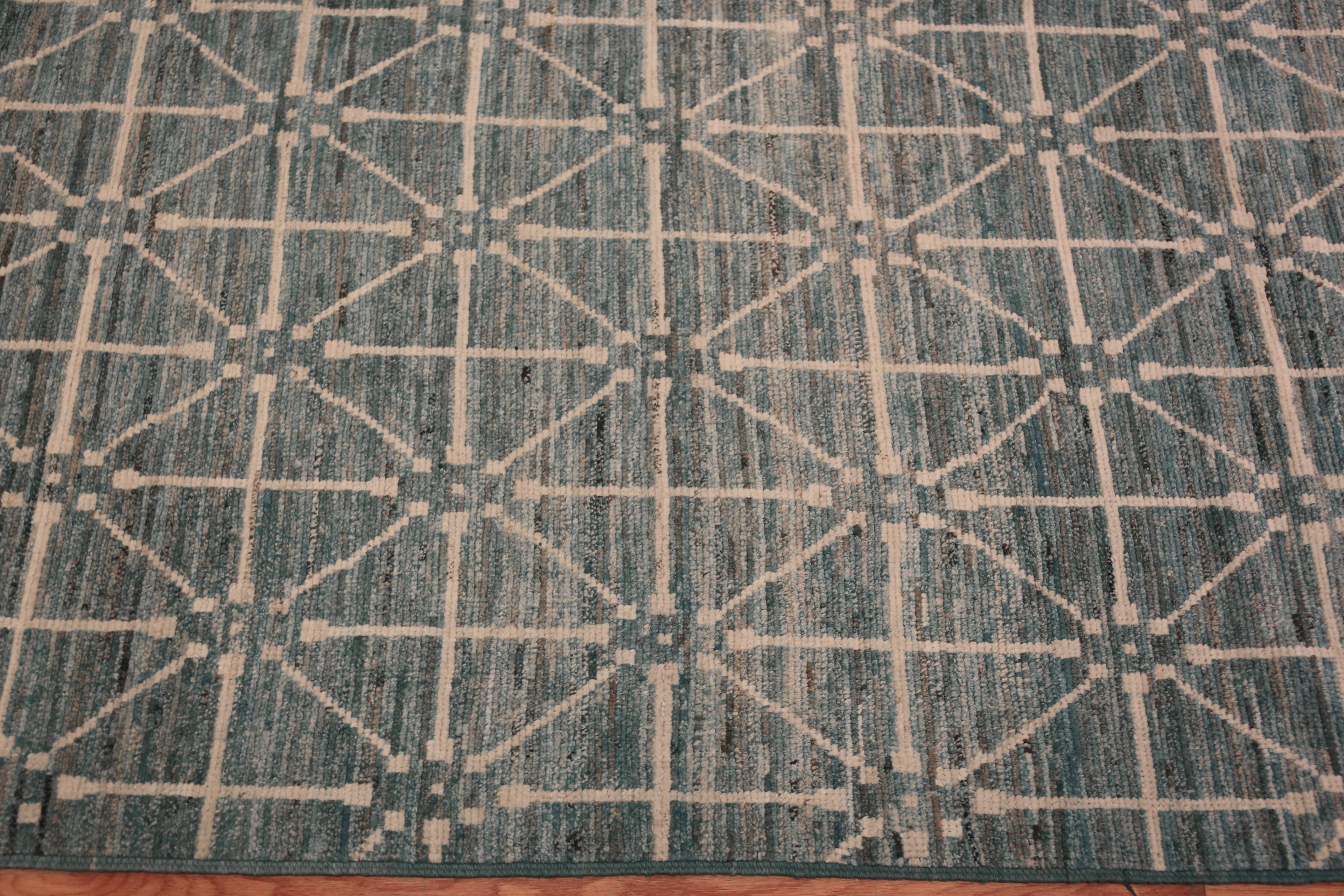 Wool Nazmiyal Collection Grey Blue Color Allover Modern Area Rug 9'5