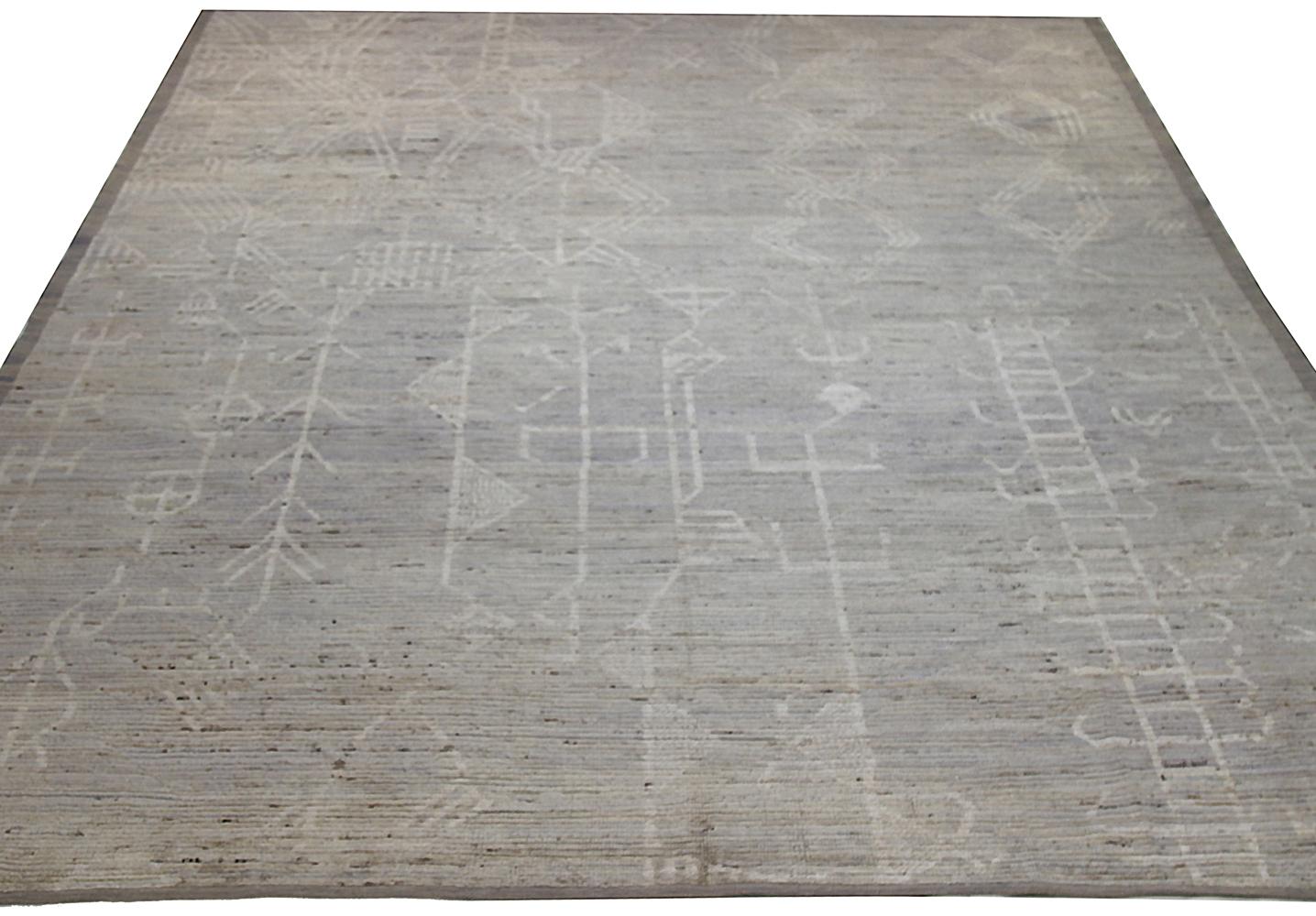 Contemporary Nazmiyal Collection Grey Modern Moroccan Style Rug 10 ft 4 in x 13 ft 6 in
