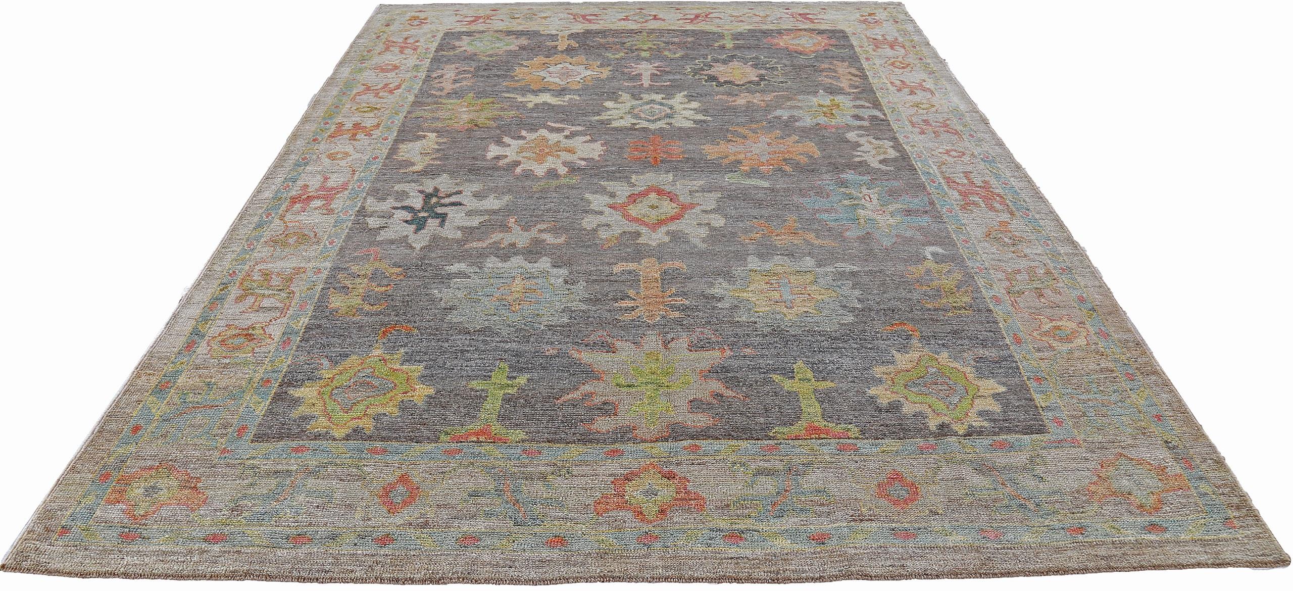 Hand-Knotted Nazmiyal Collection Grey Modern Turkish Oushak Rug 8 ft 4 in x 11 ft 3 in