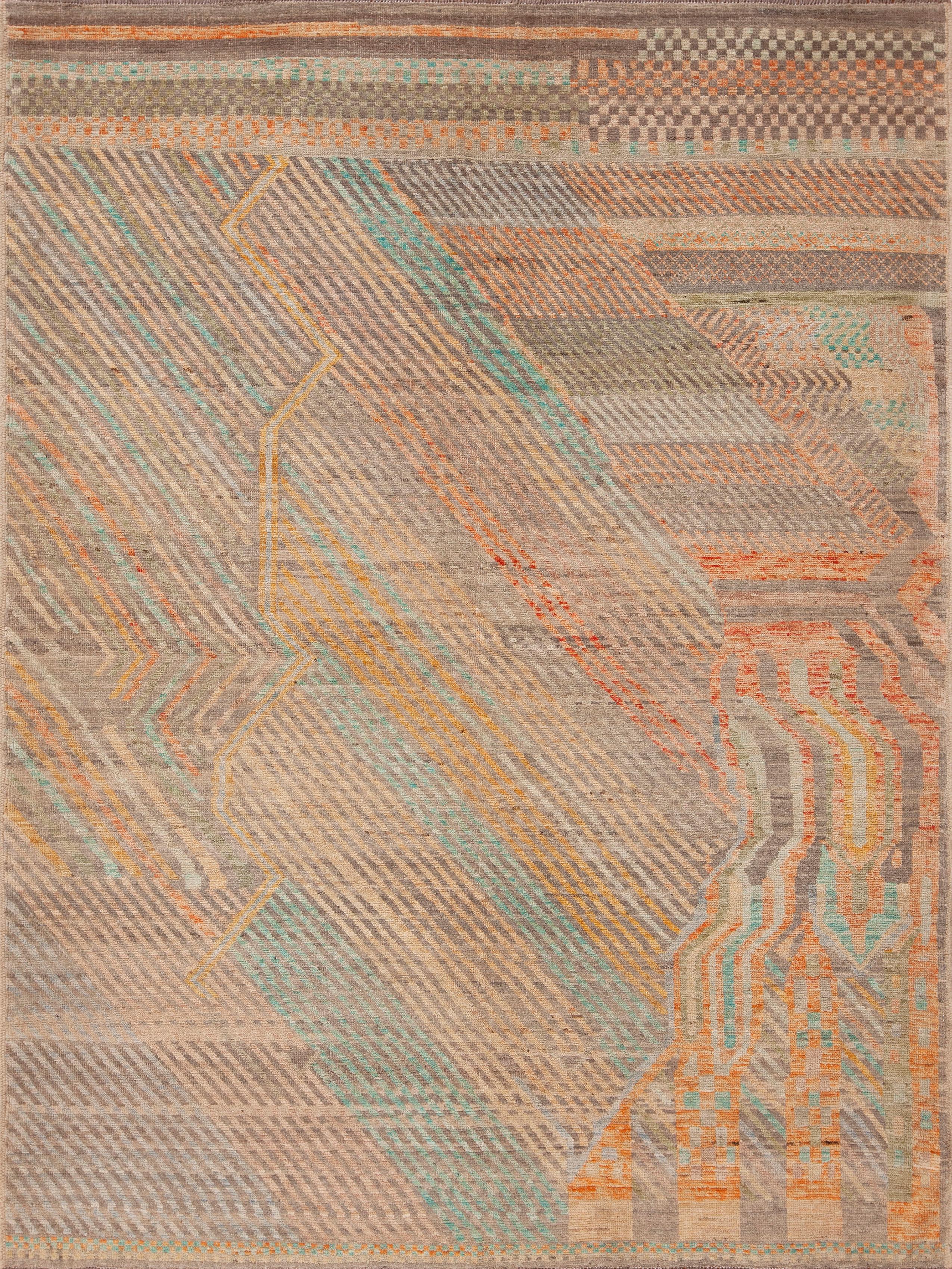 Hand-Knotted Nazmiyal Collection Handmade Abstract Modern Area Rug 5'10