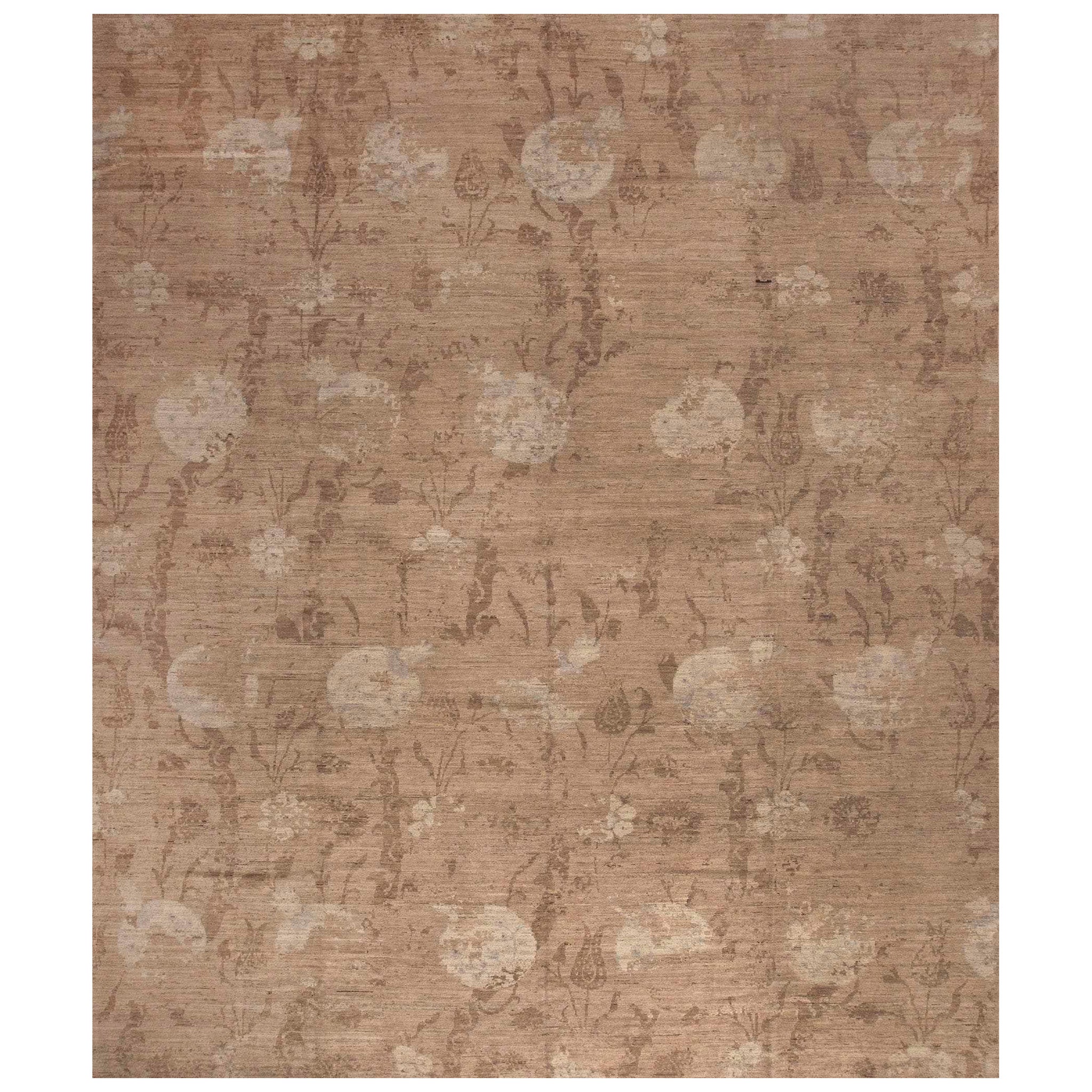 Nazmiyal Collection Tappeto in lana con design moderno e melograno, fatto a mano, 13'1" x 15'4". in vendita
