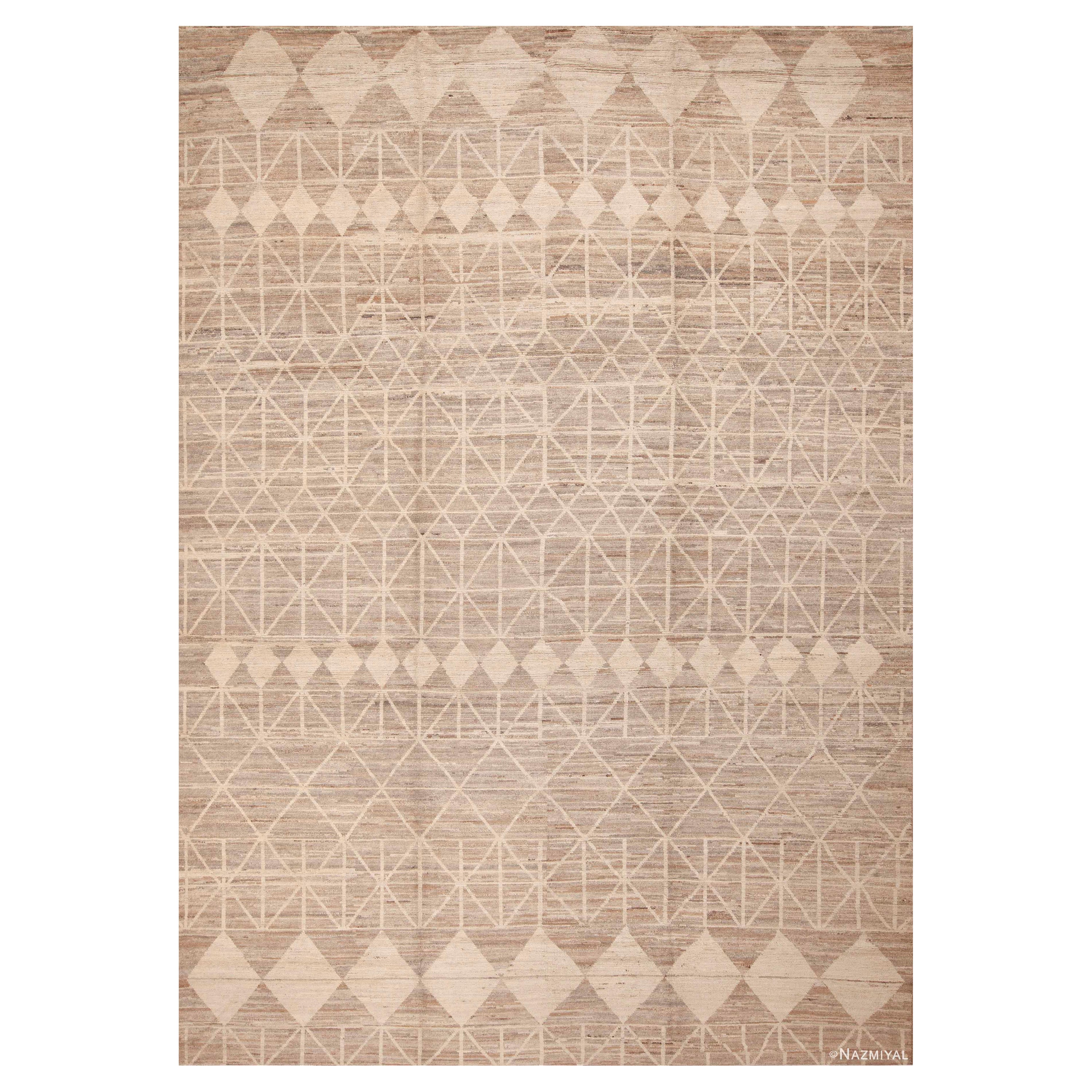 Nazmiyal Collection Tappeto Tribale Geometrico Moderno fatto a mano di dimensioni 10' x 14'