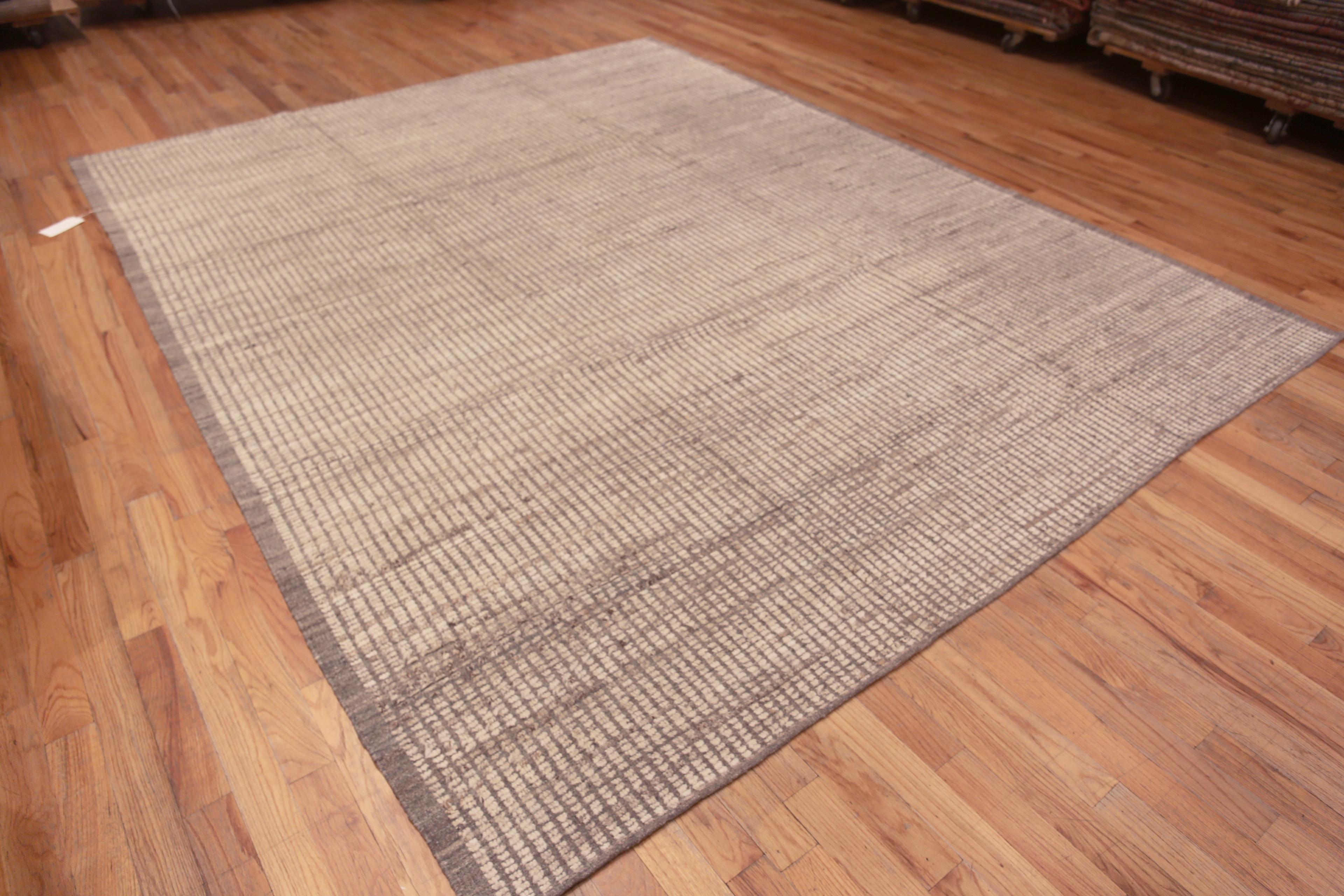 Calming Handmade Wool Pile Modern Contemporary Neutral Minimalist Area Rug, Country of origin: Central Asia, Circa date: Modern Rugs