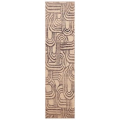 Nazmiyal Collection Avorio Art Deco Design Modern Hallway Runner Rug 3'2" x 13'