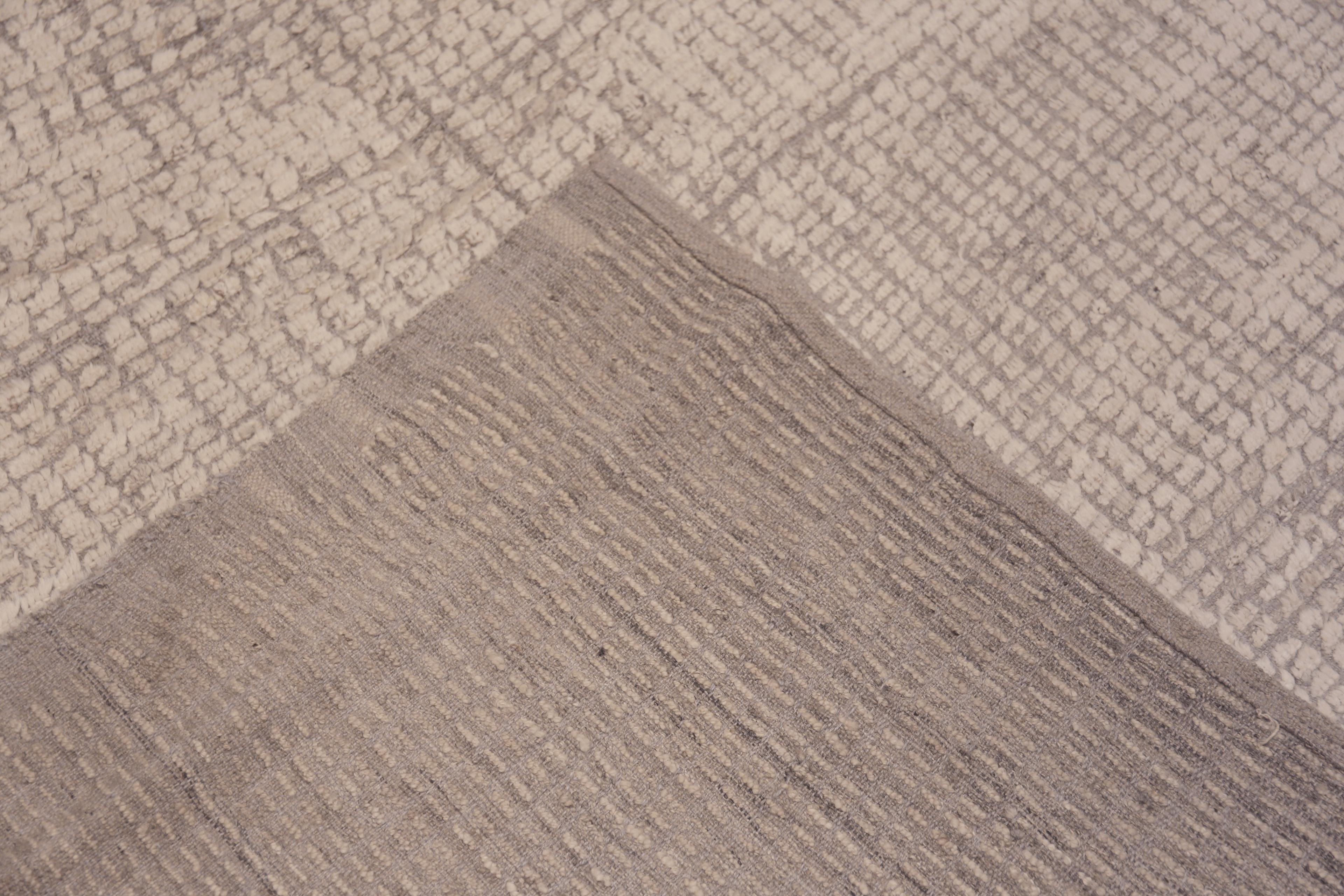 Centrasiatique Collection Nazmiyal, ivoire, crème, design abstrait, tapis moderne 14'4
