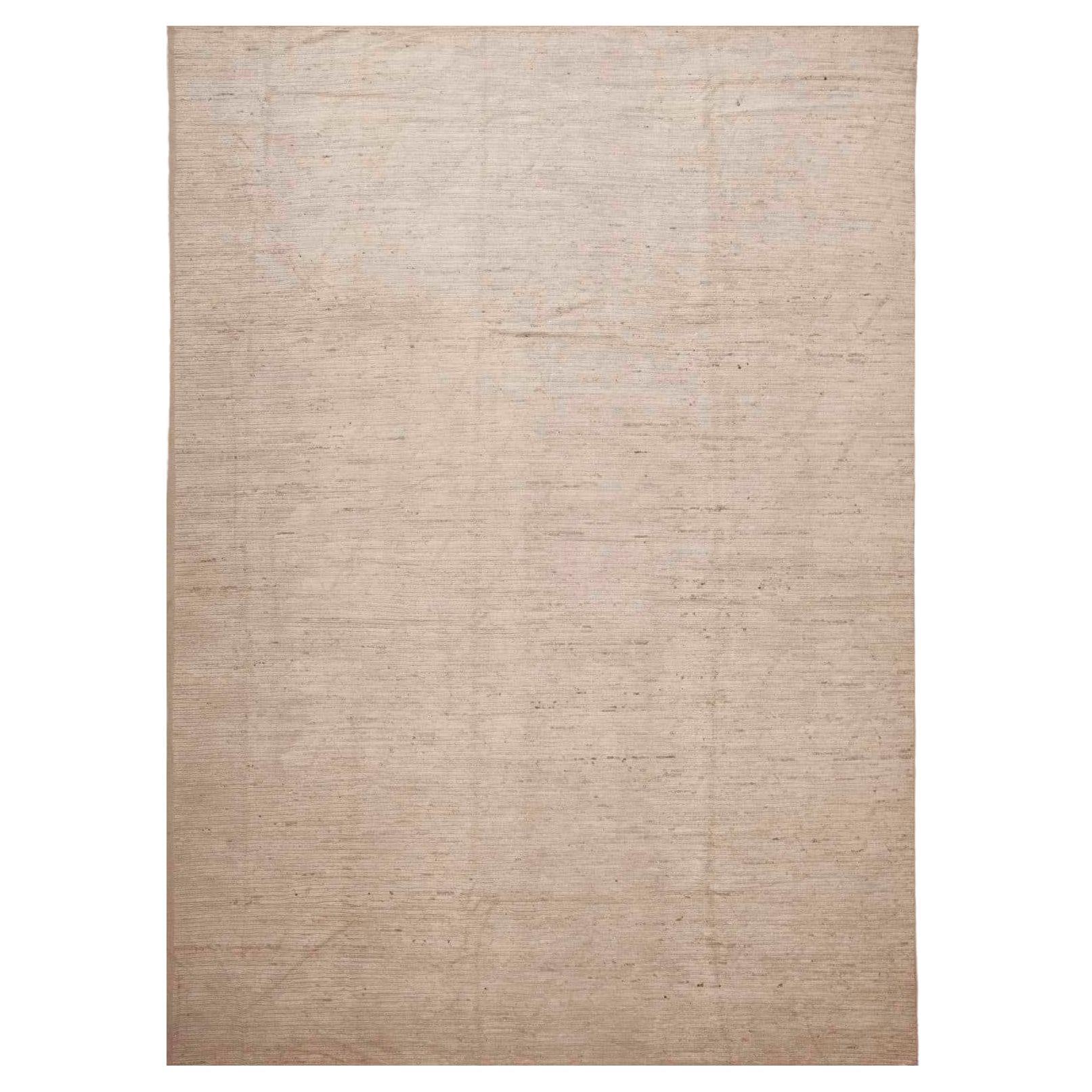 Nazmiyal Collection Ivory Cream Minimalist Abstract Modern Area Rug 10' x 12'10" For Sale