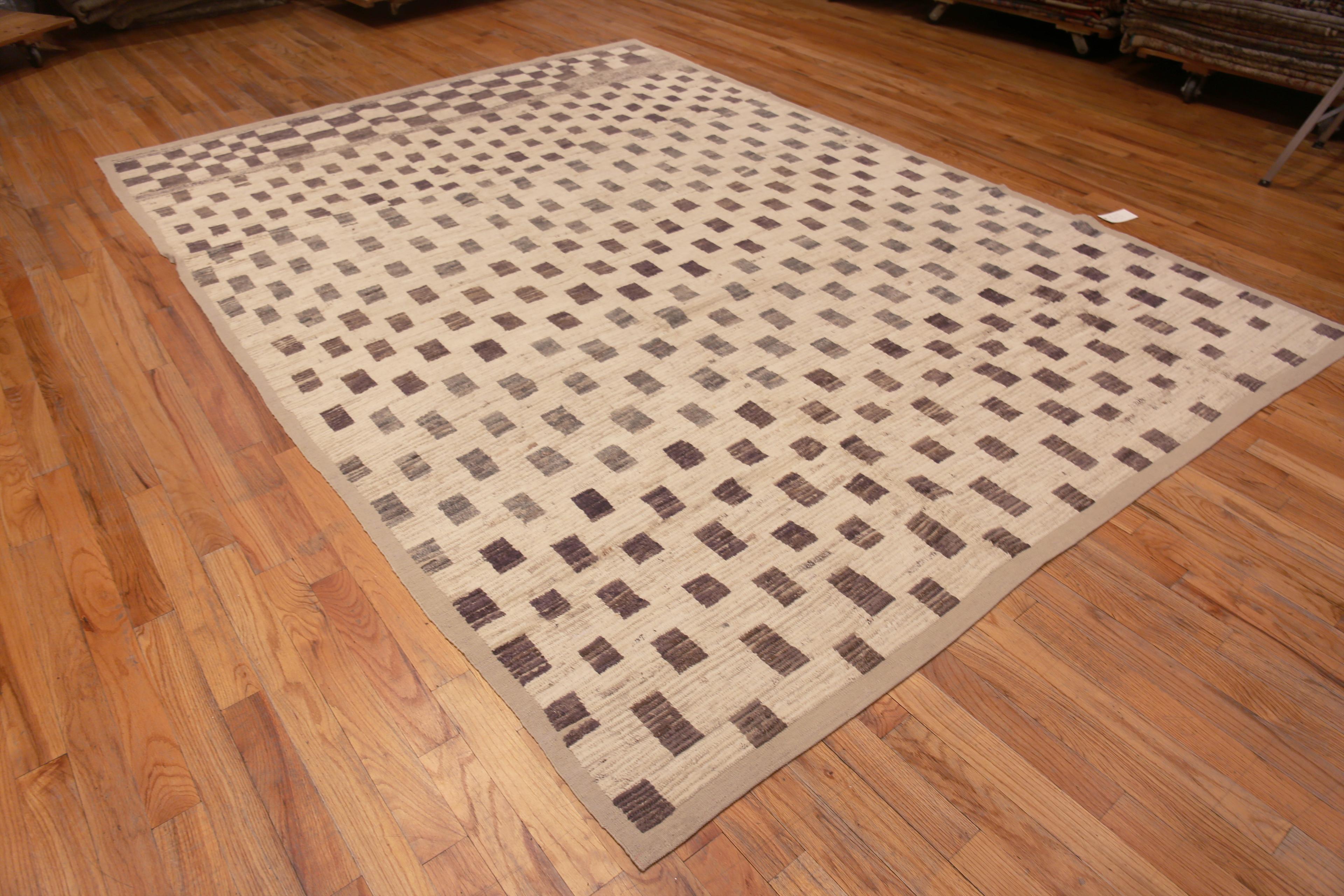 Hand-Knotted Nazmiyal Collection Ivory Cream Tribal Geometric Pattern Modern Rug 8'9