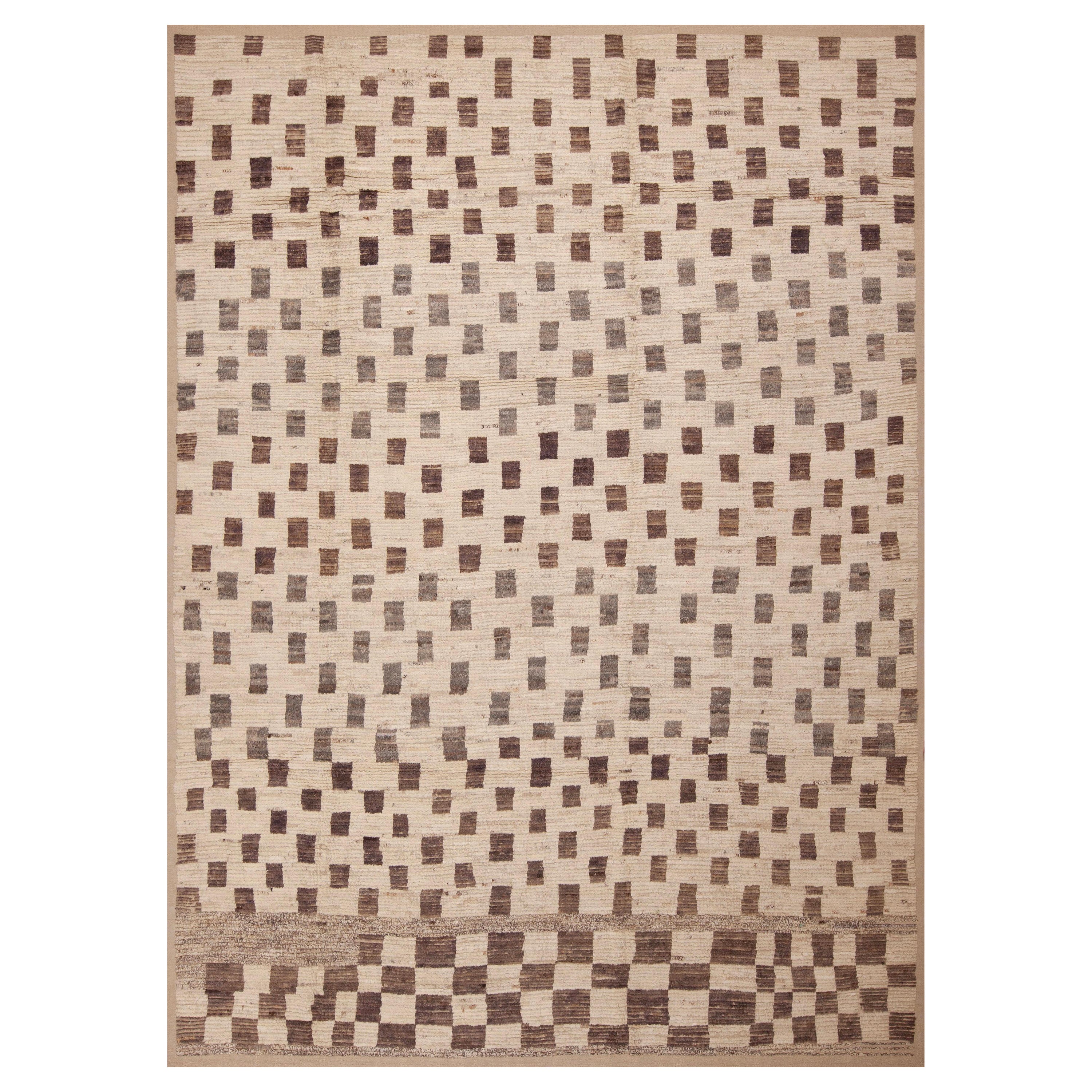 Nazmiyal Kollektion Elfenbein Cremefarbener Moderner Teppich mit geometrischem Stammesmuster 8'9" x 12'2" im Angebot