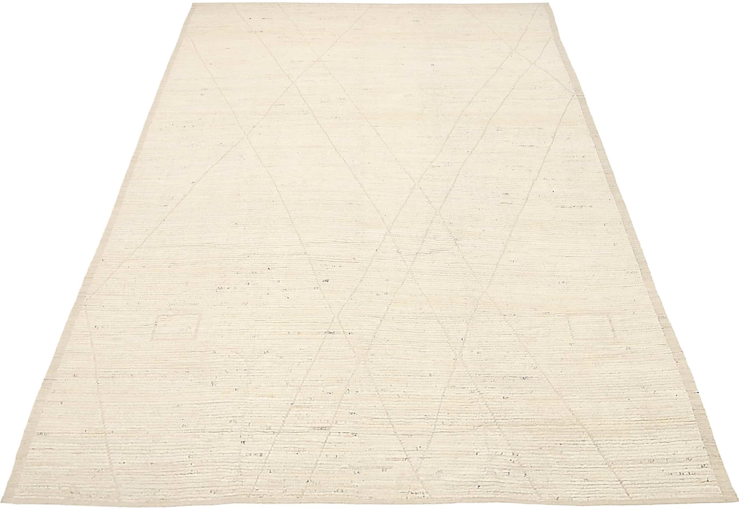 Hand-Knotted Nazmiyal Collection Ivory Geometric Modern Distressed Rug. 10 ft 1 in x14 ft 1in