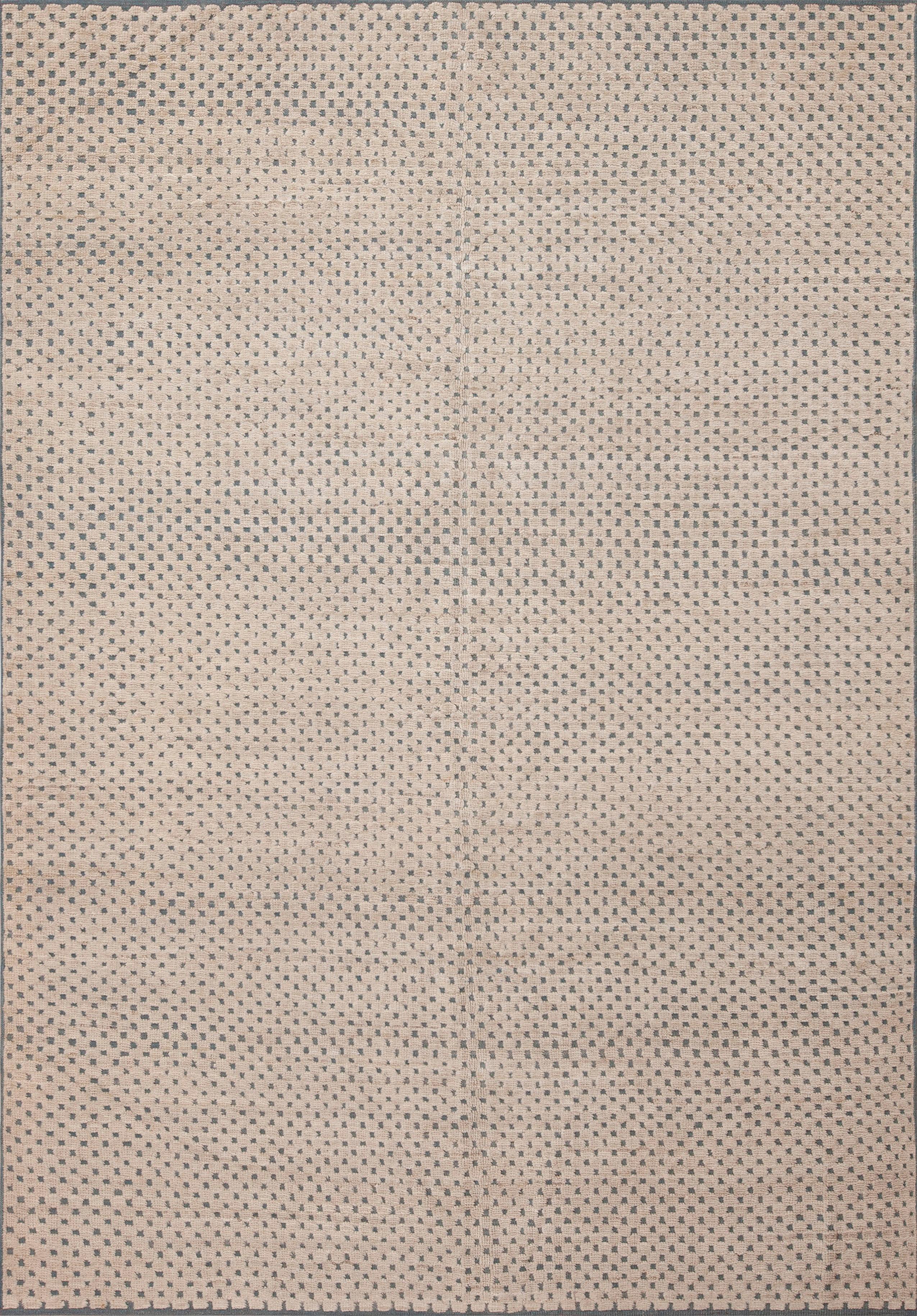 Tapis décoratif Ivory Light Grey Blue Checkboard Design Contemporary Modern Area Rug, Pays d'origine : Asie centrale, Circa date : Tapis modernes