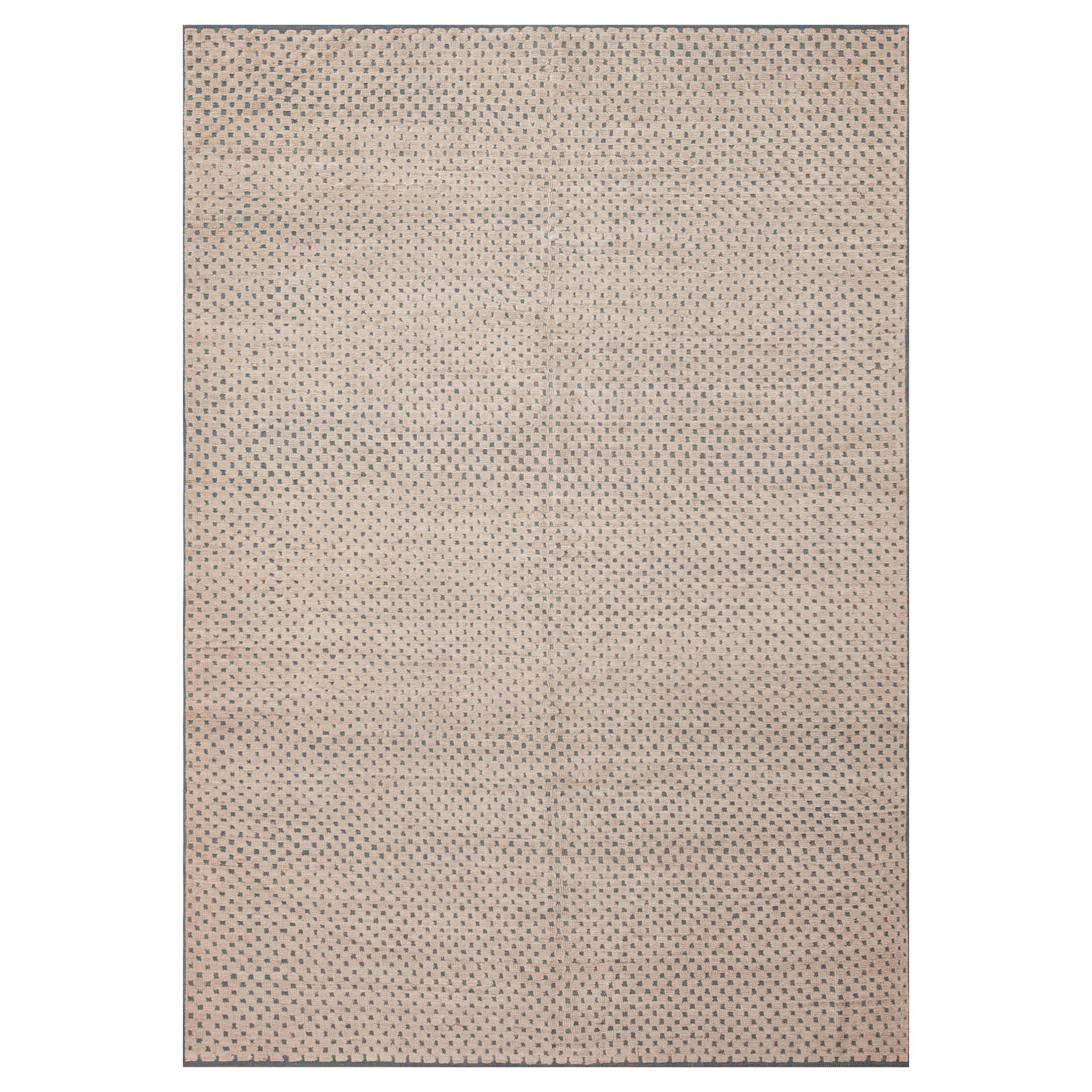 Nazmiyal Kollektion Elfenbein Hellgrau Grau Blau Checkboard Moderner Teppich 6'4" x 9'3" im Angebot