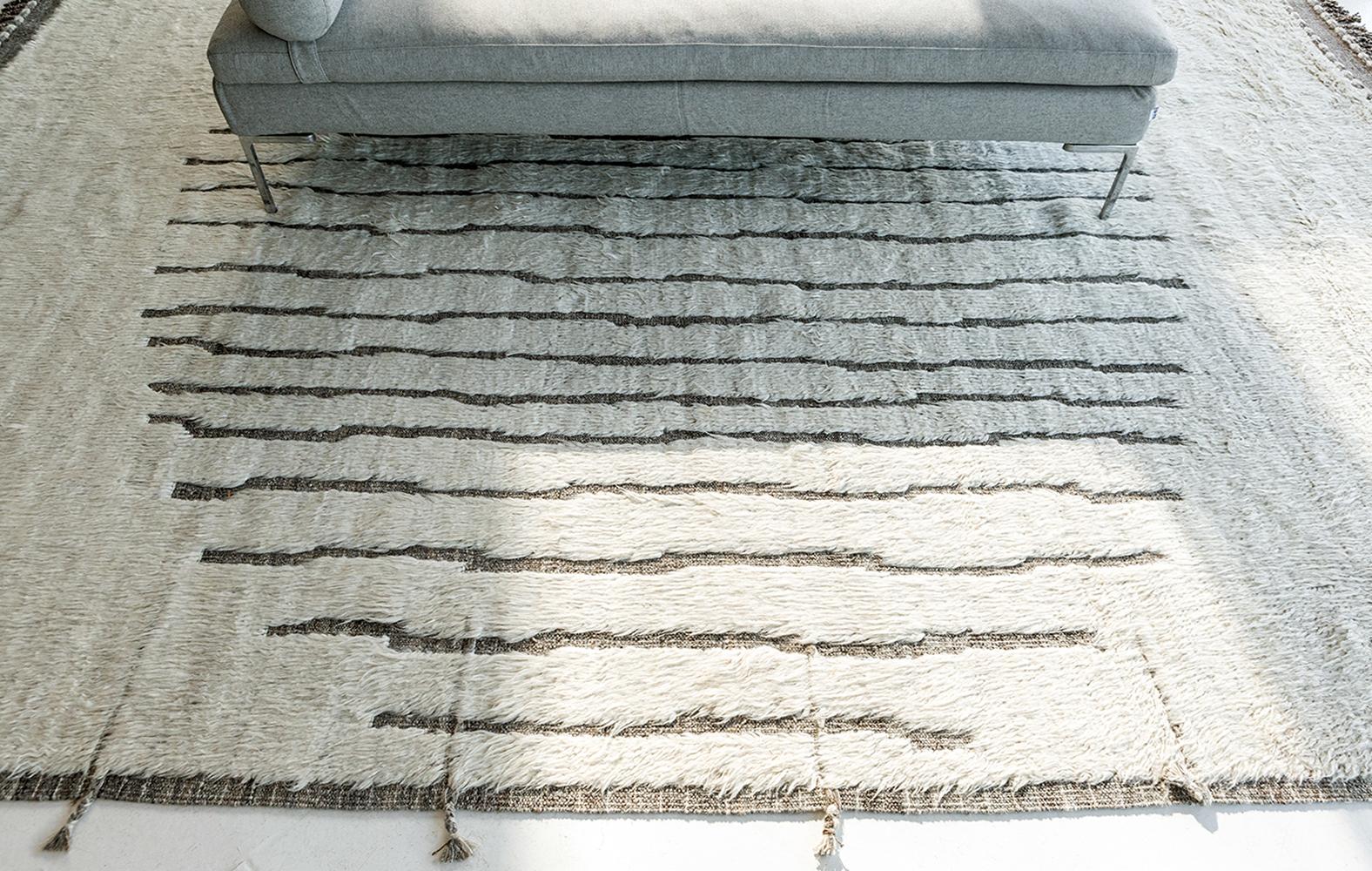 Hand-Knotted Nazmiyal Collection Ivory Modern Boho Chic Rug 9 ft 3 in x 11 ft 11 in