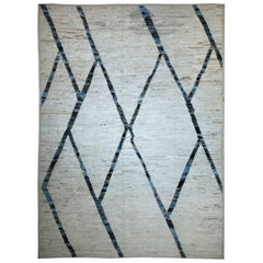 Nazmiyal Collection Ivory Modern Moroccan Style Rug 10 ft 2 in x 13 ft 6 in
