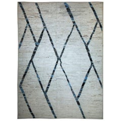 Collection Nazmiyal Tapis de style marocain moderne ivoire 10 pieds 2 po. x 13 pieds 6 po.