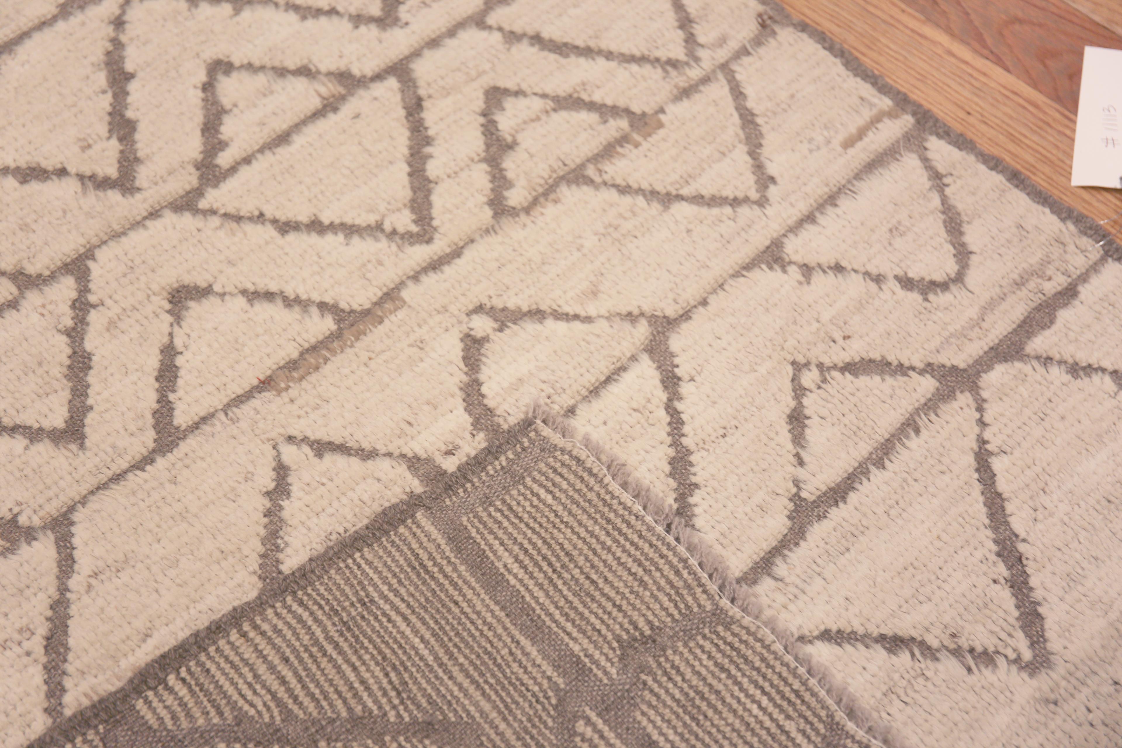 XXI secolo e contemporaneo Collection'S Avorio Neutro Geometrico Tribale Moderno Tappeto Runner 3' x 9'6