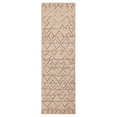Nazmiyal Collection Ivory Neutral Geometric Tribal Modern Runner Rug 3' x 9'6"