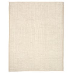 Nazmiyal Collection Ivory Textured Modern Distressed Rug. 11 ft 10 in x 15 ft