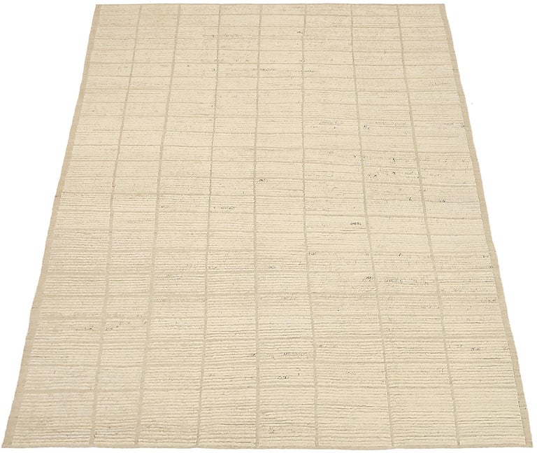 Nazmiyal Collection Ivory Textured Modern Distressed Rug 9 ft 2 in x 11 ...