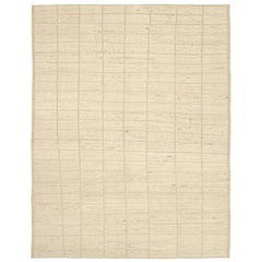 Nazmiyal Collection Ivory Textured Modern Distressed Rug 9 ft 2 in x 11 ft 10 in